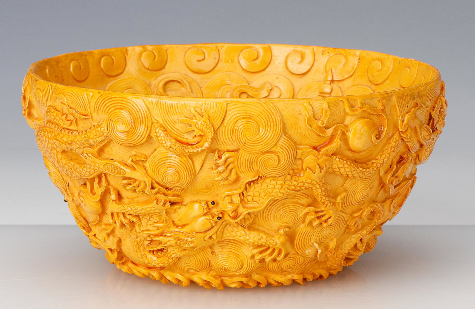 Chinese Yellow Lacquer Bowl: Chinese Yellow Lacquer Bowl. Size: 2.75'' x 6'' x 6'' (7 x 15 x 15 cm). Provenance: Sylvia and Philip Chaplain Collection, New Hampshire.