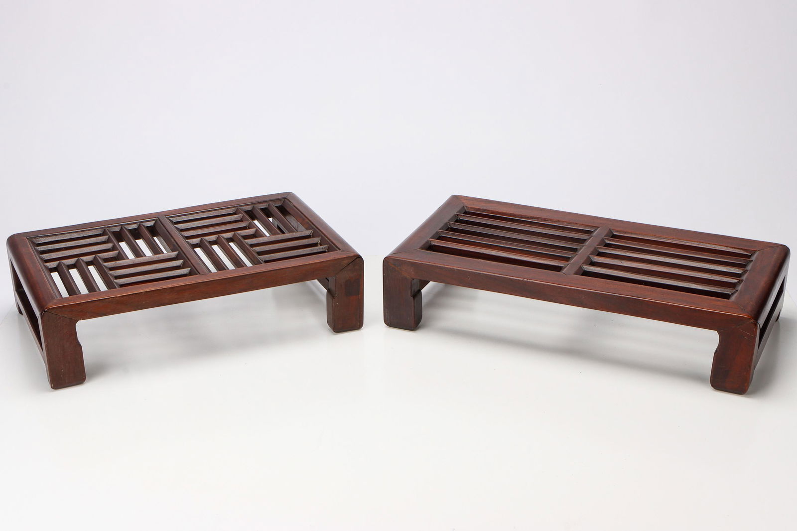 Pair of Chinese Hardwood Low Fretwork Stands (1 of 6)