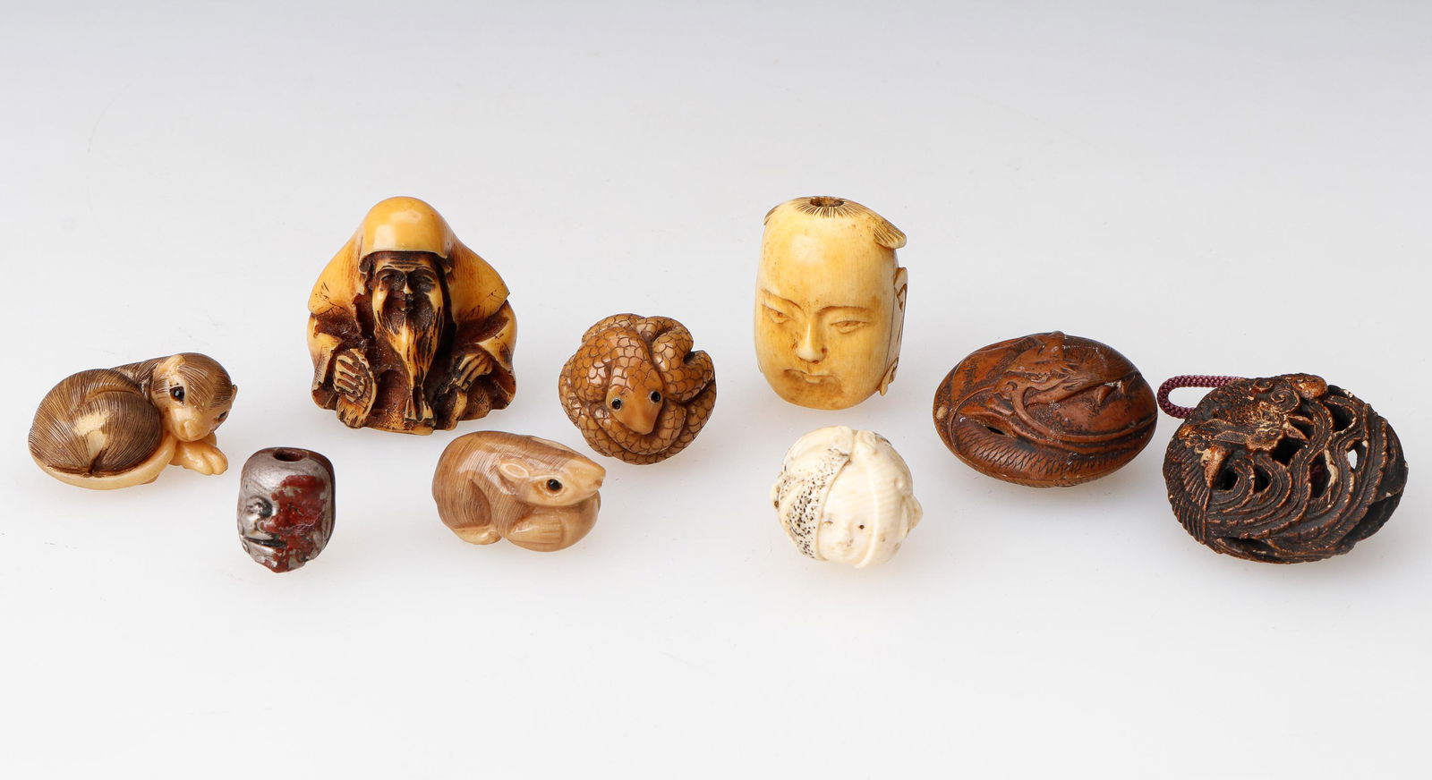 Group of 9 Antique Japanese Netsukes and Carvings (1 of 5)