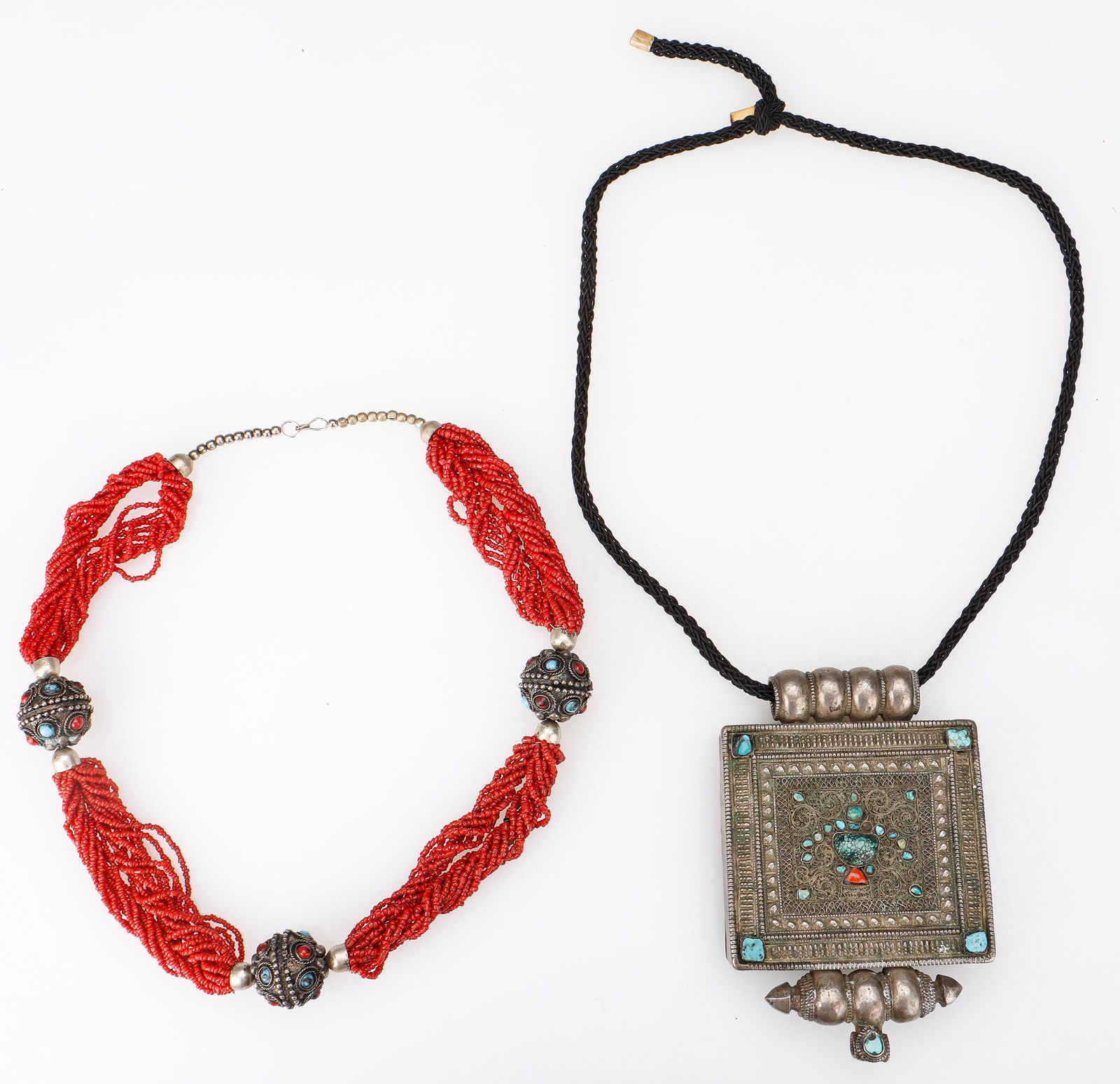 19th C. Tibetan Silver Amulet Pendant and Necklace (1 of 7)