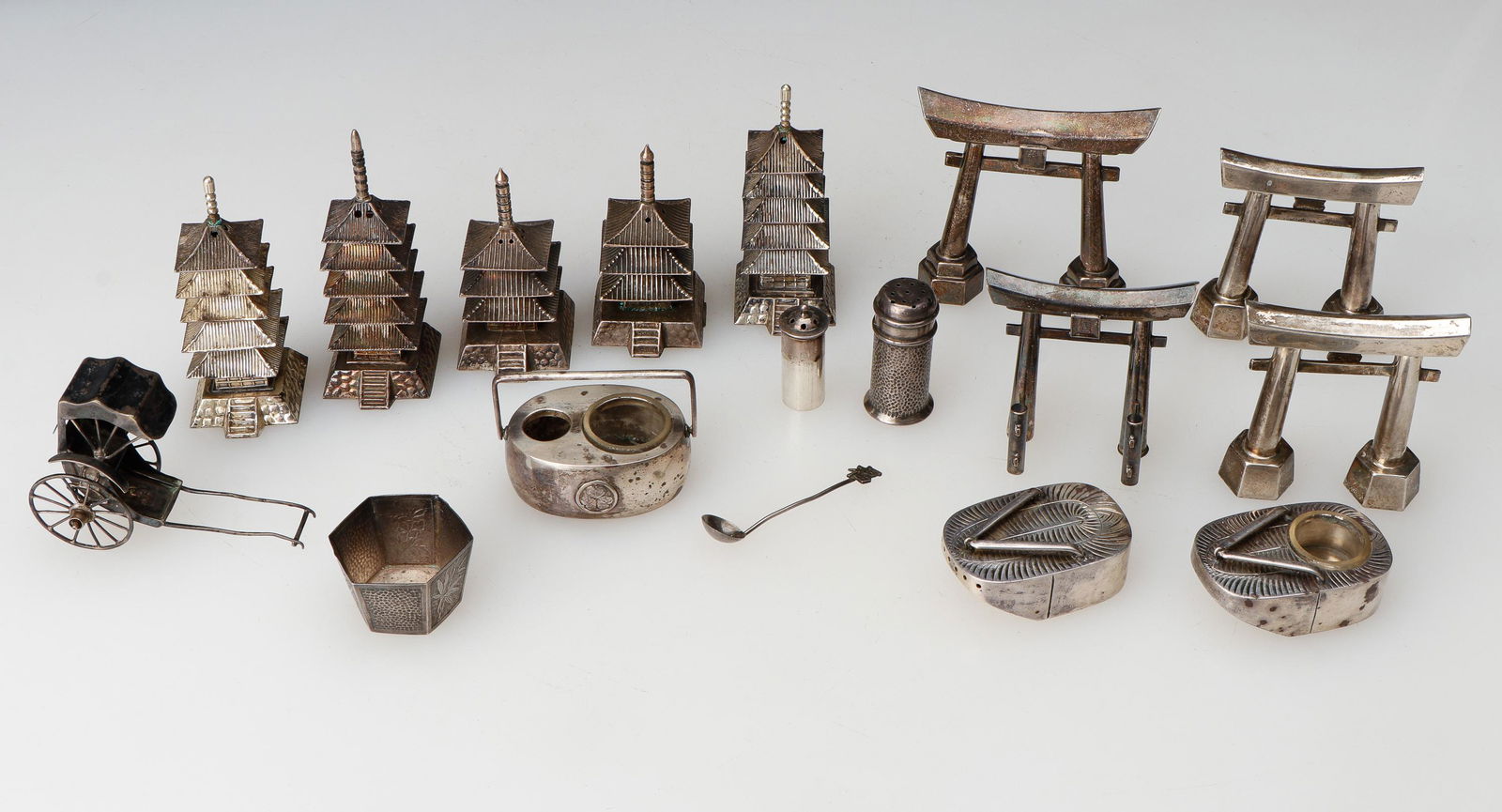 Group of Chinese and Japanese .925 - .975 Silver Miniatures (1 of 5)
