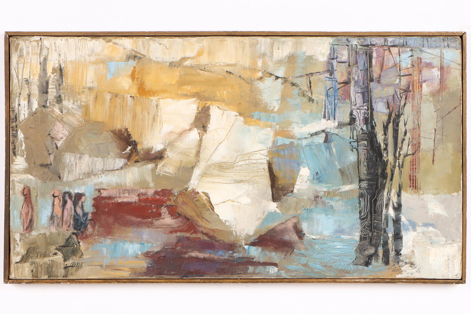 Gertrude Russell Barrer (American, 1921-1992): Gertrude Russell Barrer (American, 1921-1992) Untitled Abstract, oil on canvas, signed. Framed. Size: 16'' x 30'', 41 x 76 cm (stretcher); 16.75'' x 30.75'', 43 x 78 cm (frame). Provenance: Sylvia and