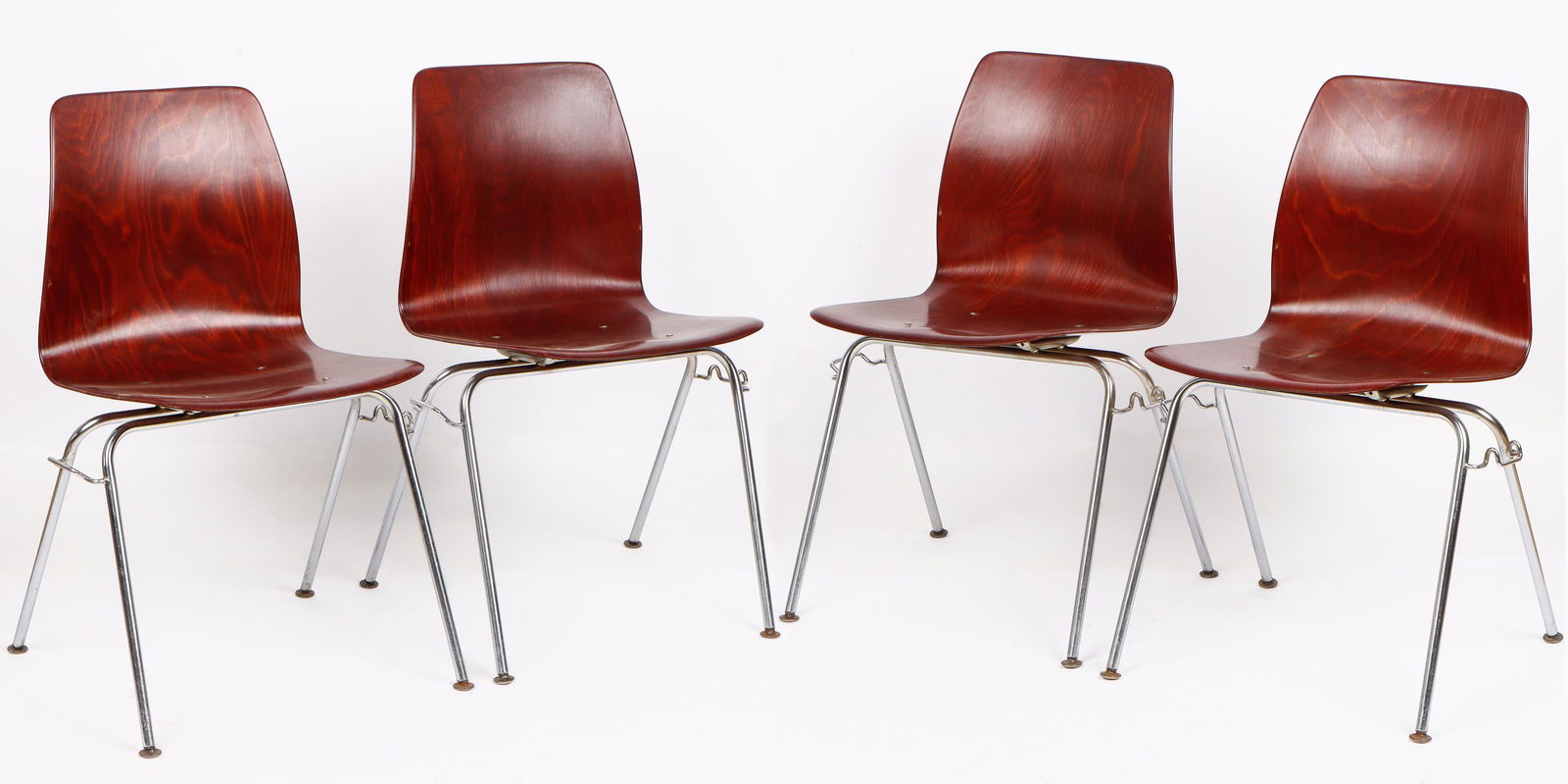 4 Mid-Century Royal Pagholz Rosewood Bentwood Chairs, C. 1967 (1 of 13)