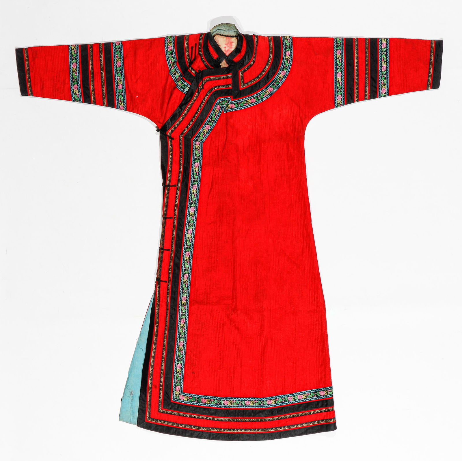 Chinese Qing Dynasty Red Silk Brocade Quilted Robe (1 of 3)