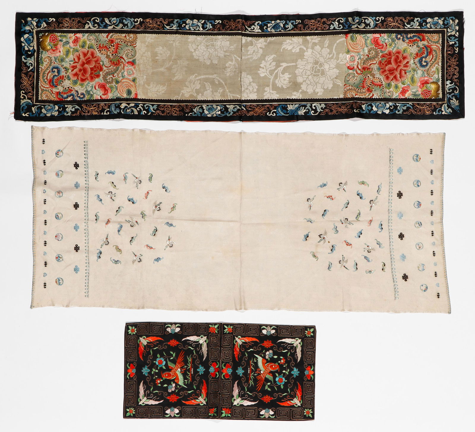 3 19th C. Silk Embroidered Chinese Textile Panels (1 of 5)