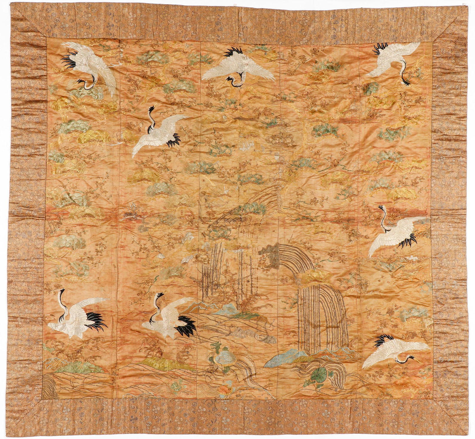 Japanese Silk & Gold Thread Pictorial Tapestry, 18th/19th C. (1 of 4)