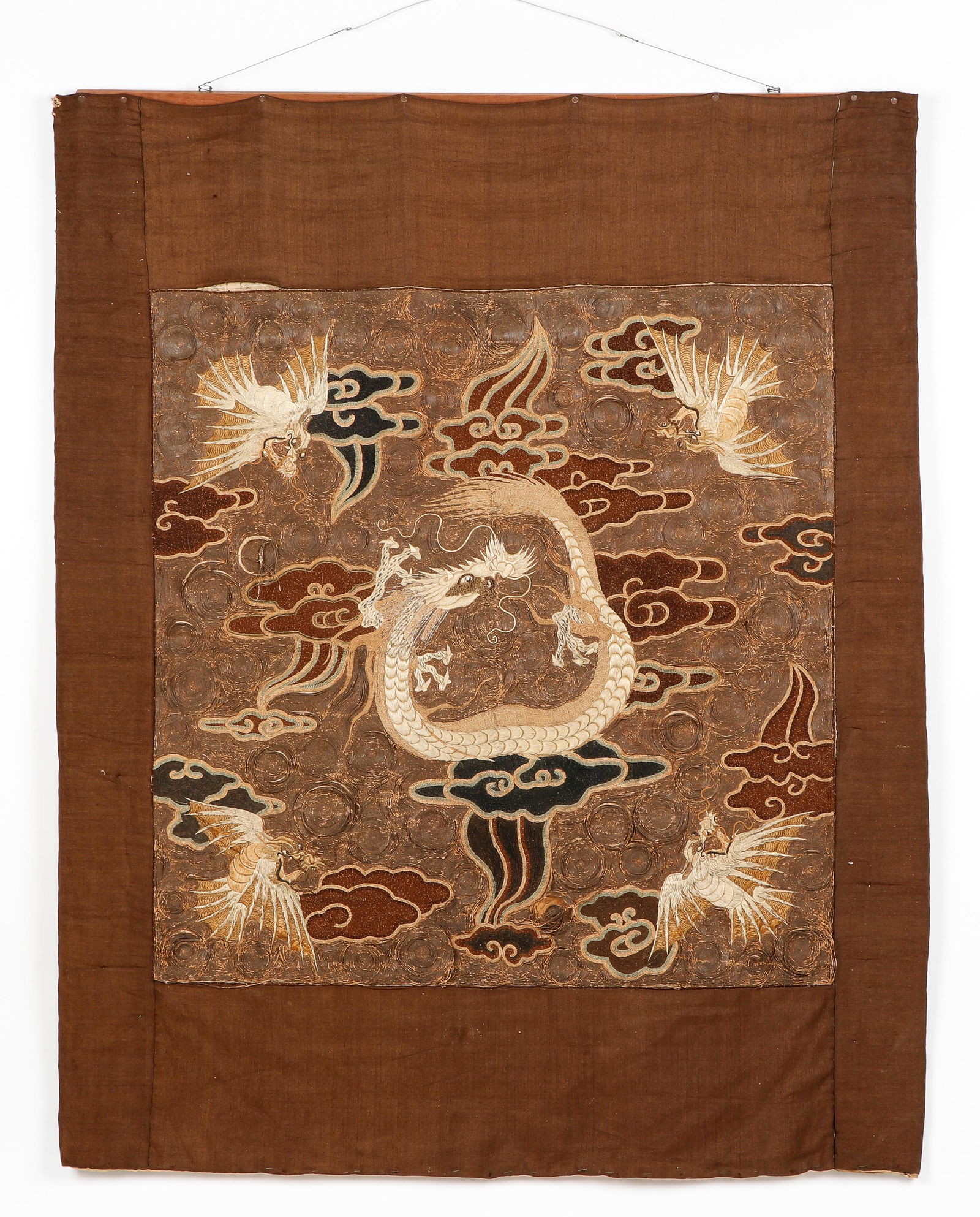 Japanese Embroidered Dragon Tapestry With Metallic Thread, 19th C. (1 of 3)