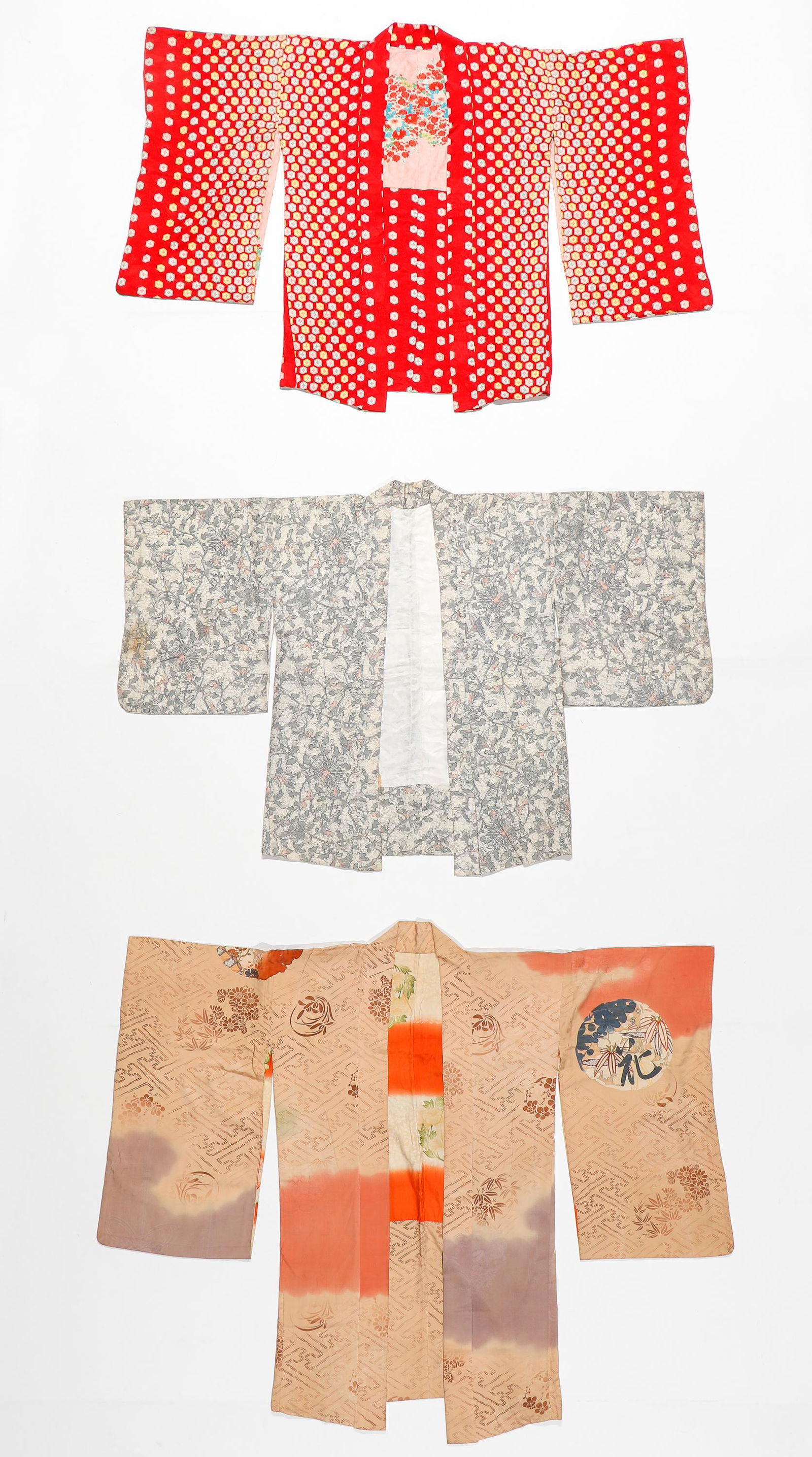 3 Japanese Female Silk Haori Jackets, Mid 20th C. (1 of 3)
