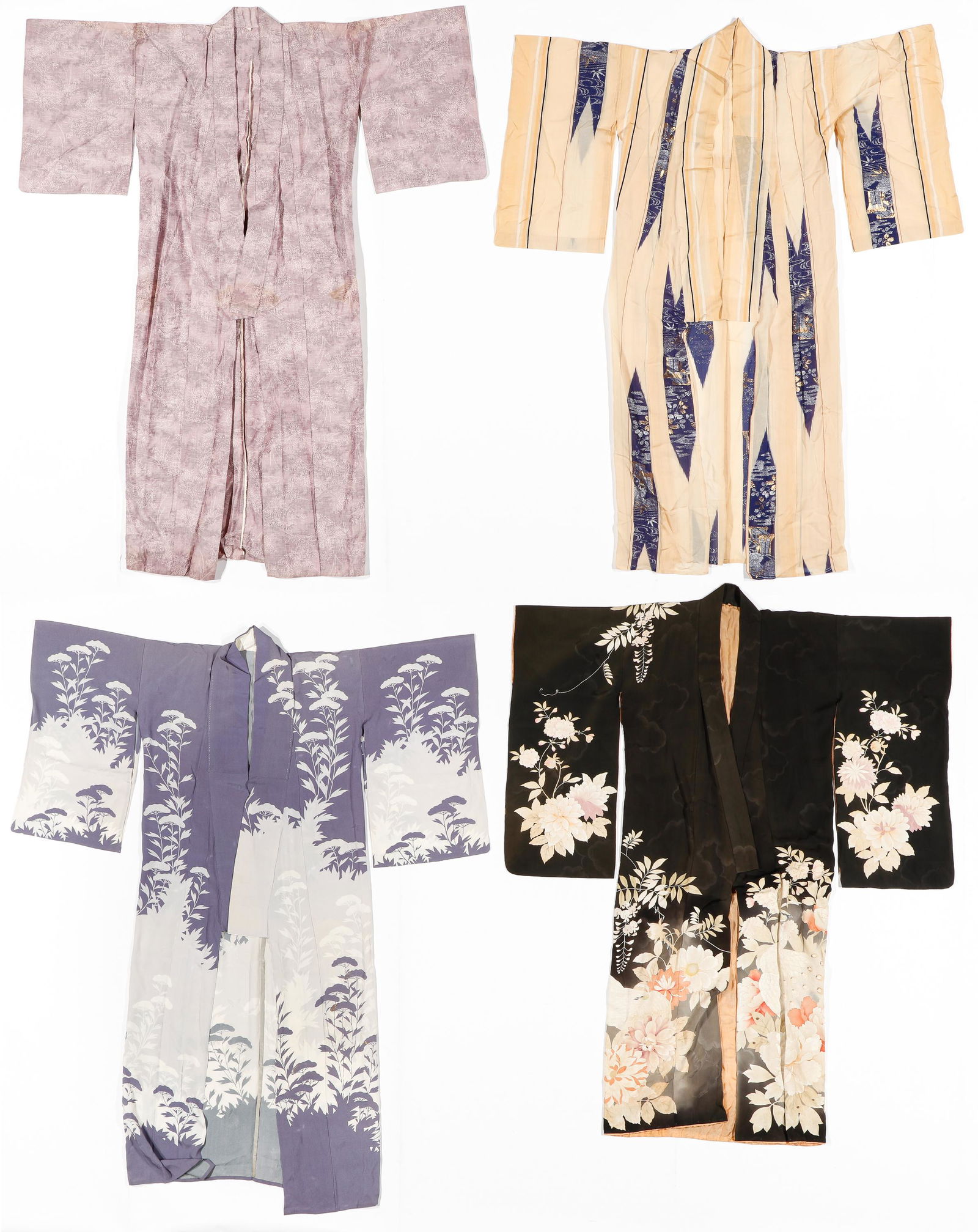 4 Japanese Silk Kimono, Early-Mid 20th C. (1 of 7)