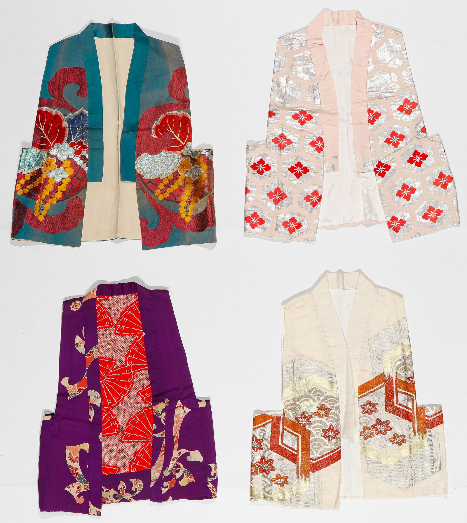 4 Japanese Silk Vests, Mid 20th C. (1 of 3)