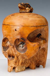 Antique Japanese Skull-form Tobacco Jar Humidor