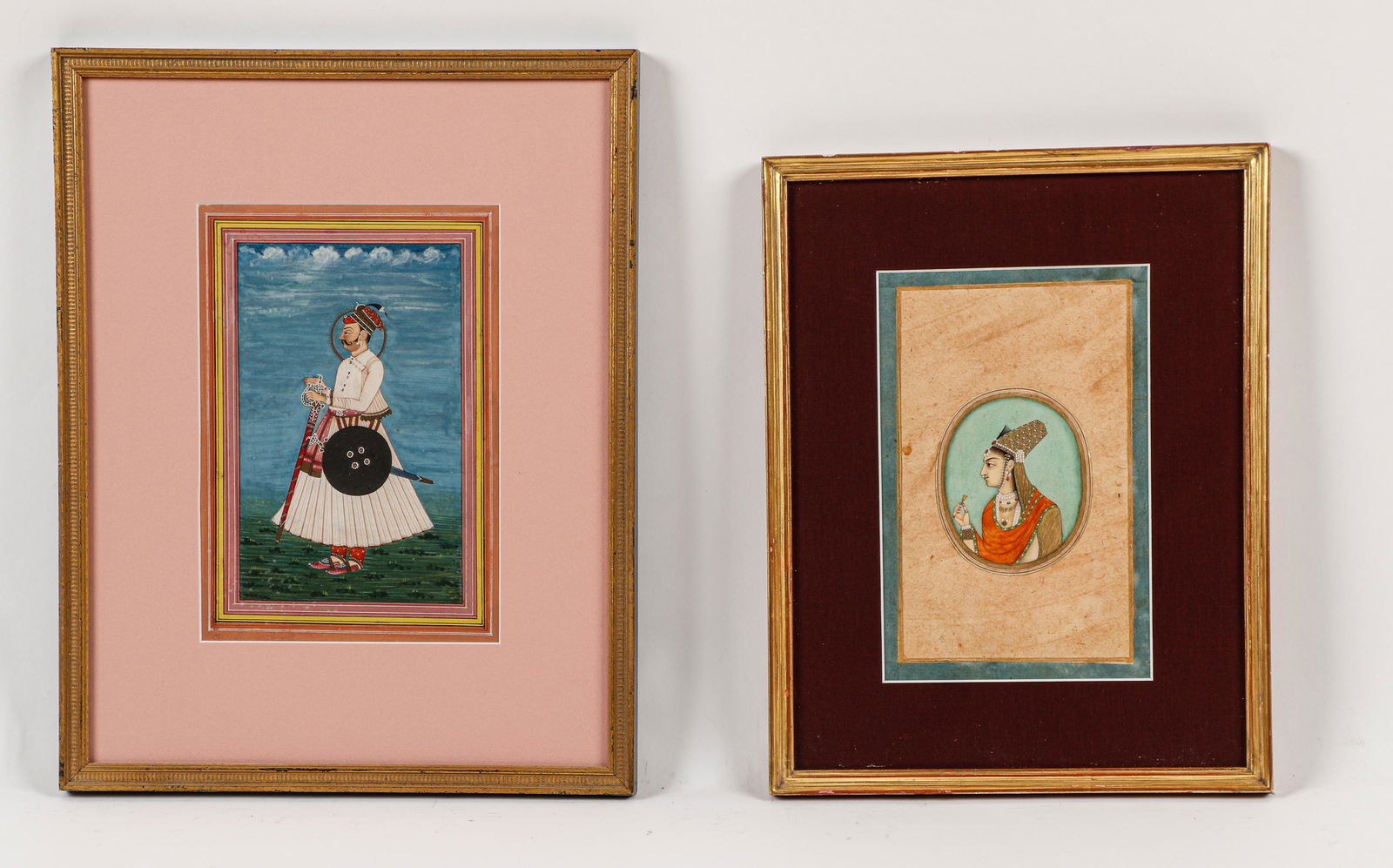 2 Indo-Persian Miniature Portrait Paintings, 18th/19th C. (1 of 4)