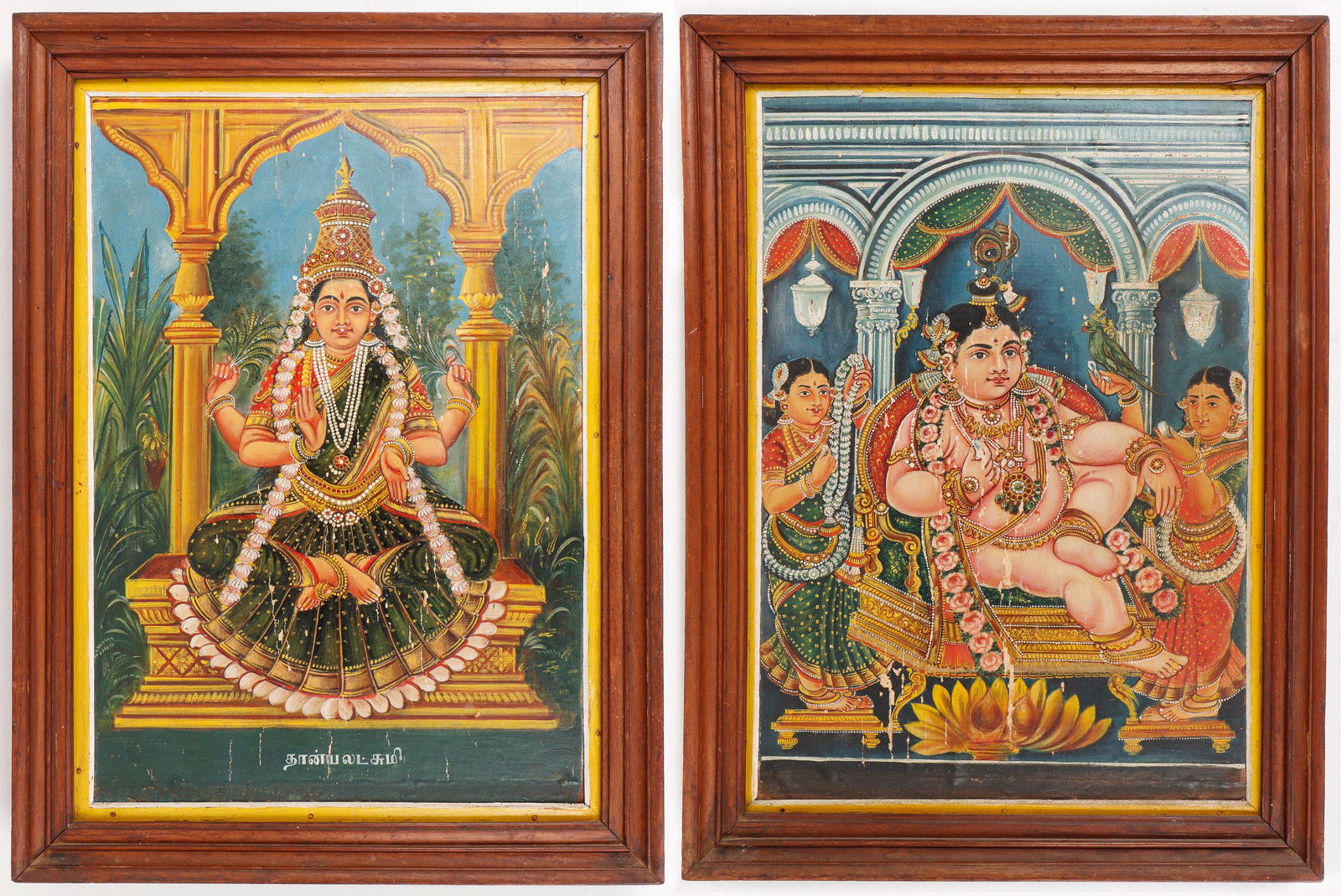 2 Indian Paintings of Krishna and Lakshmi (1 of 6)