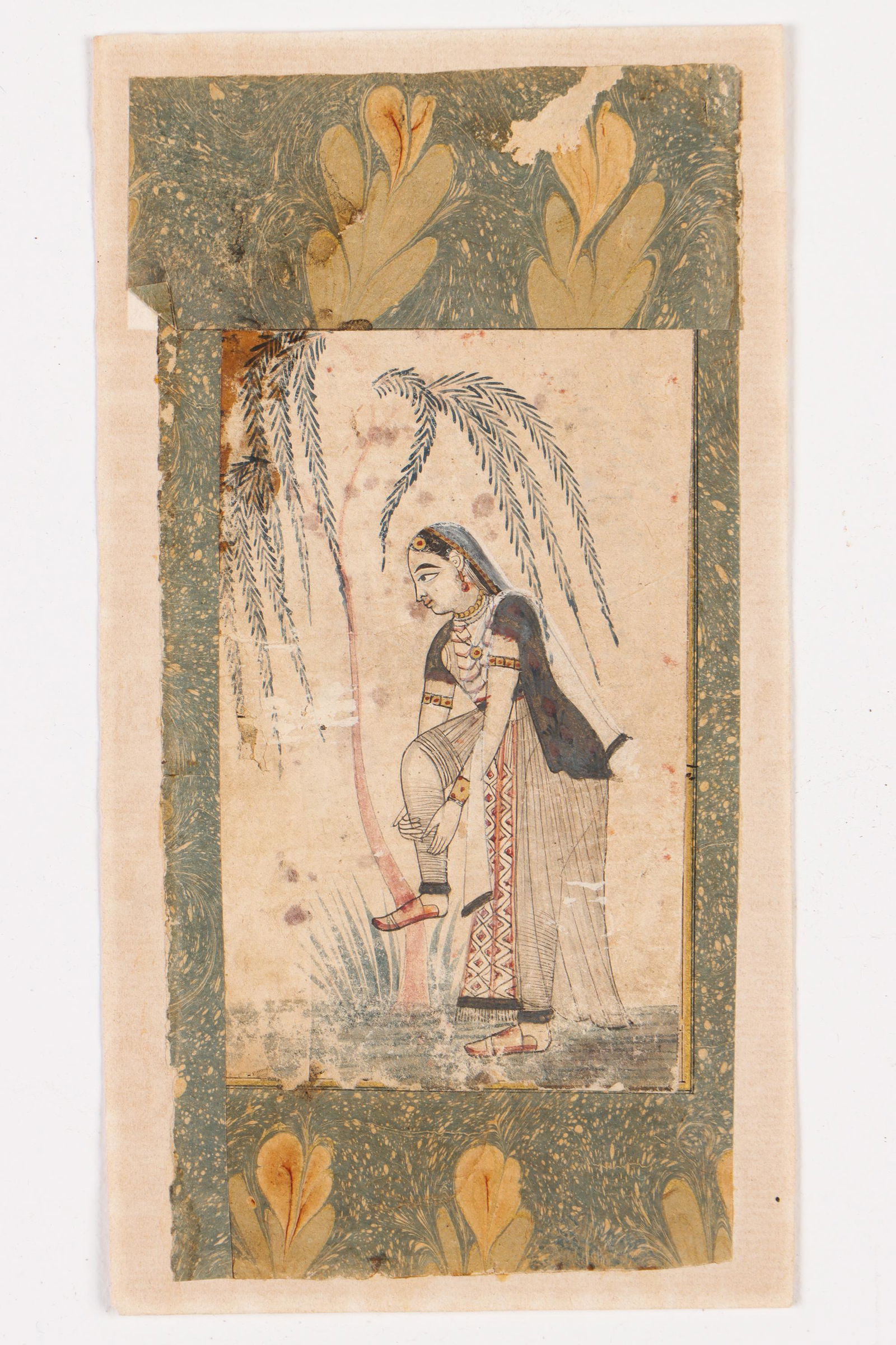 Indian Painting: Indian Painting. Watercolor on paper. Provenance: Boisgirard-Antonini, Paris, France, June 14, 2019, Lot 121. Size: 4.25'' x 2.75'', 11 x 7 cm (image); 7.25'' x 4'', 18 x 10 cm (sheet).