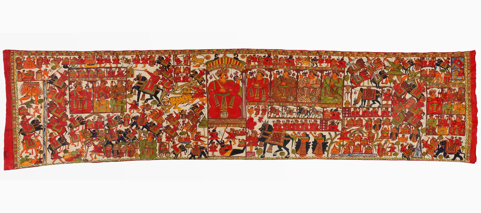 Large Indian Narrative Painting (Pabuji Ki Phad) Rajasthan, L. 16'5" (1 of 8)