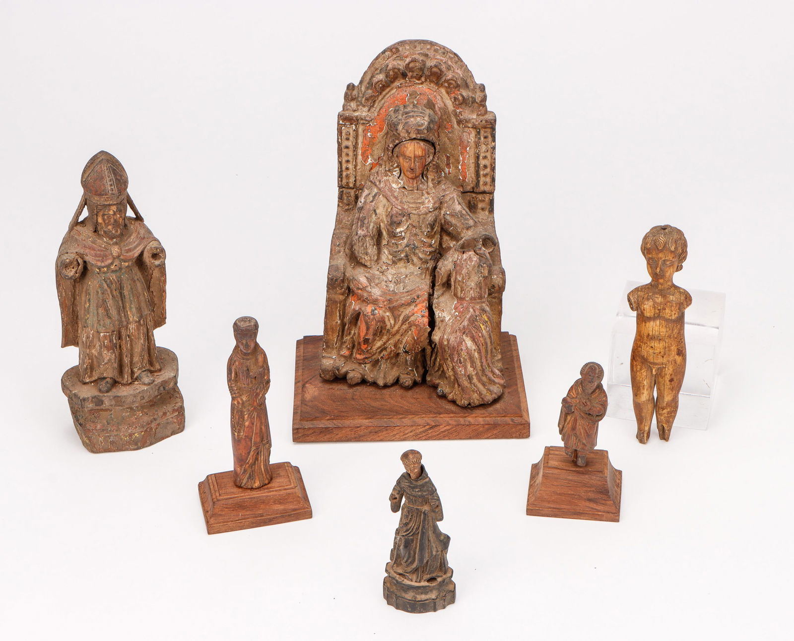6 Antique Indo-Portuguese Goa Carved Figures (1 of 2)