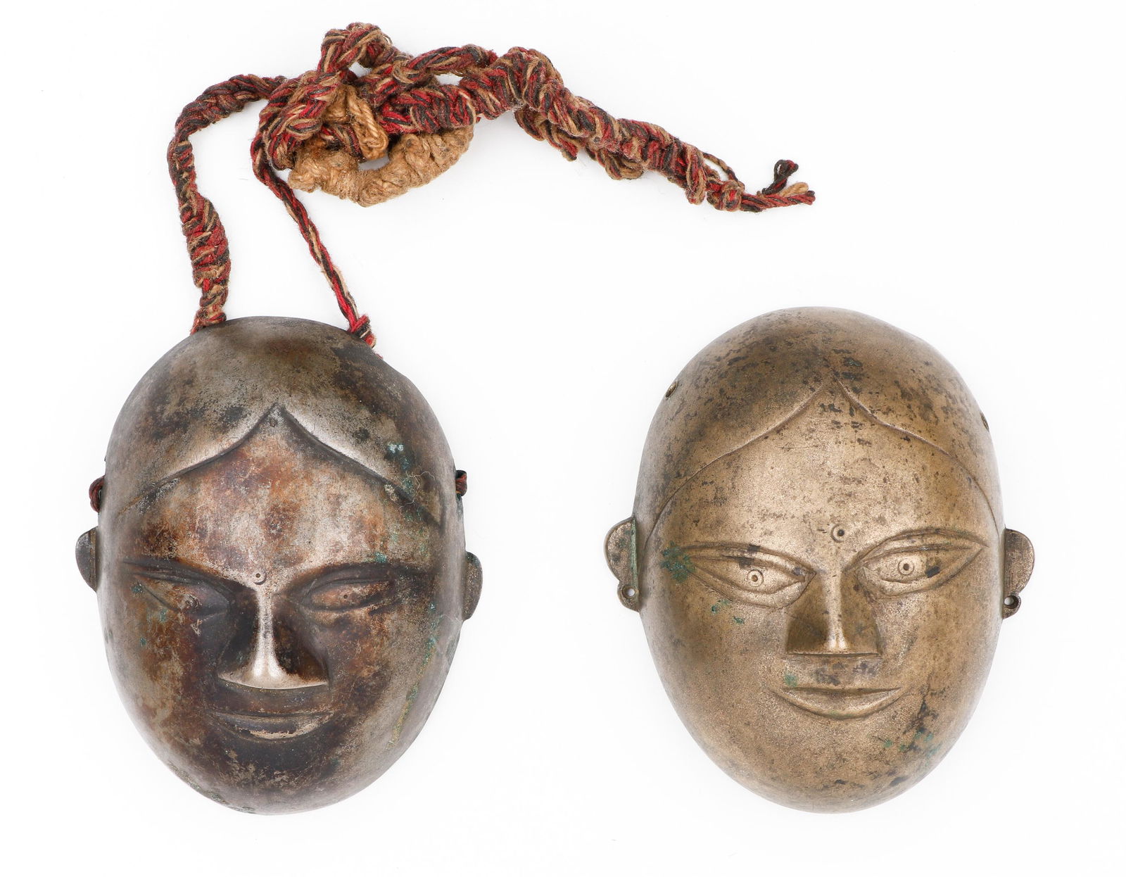 2 Antique Naga Diminutive Bronze Masks (1 of 4)