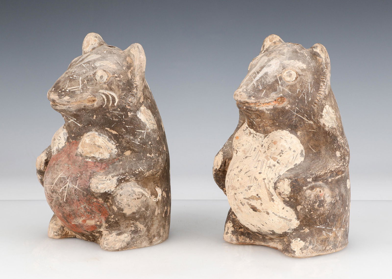 Large Pair of Chinese Antique Han Painted Pottery Animal Figures (1 of 6)