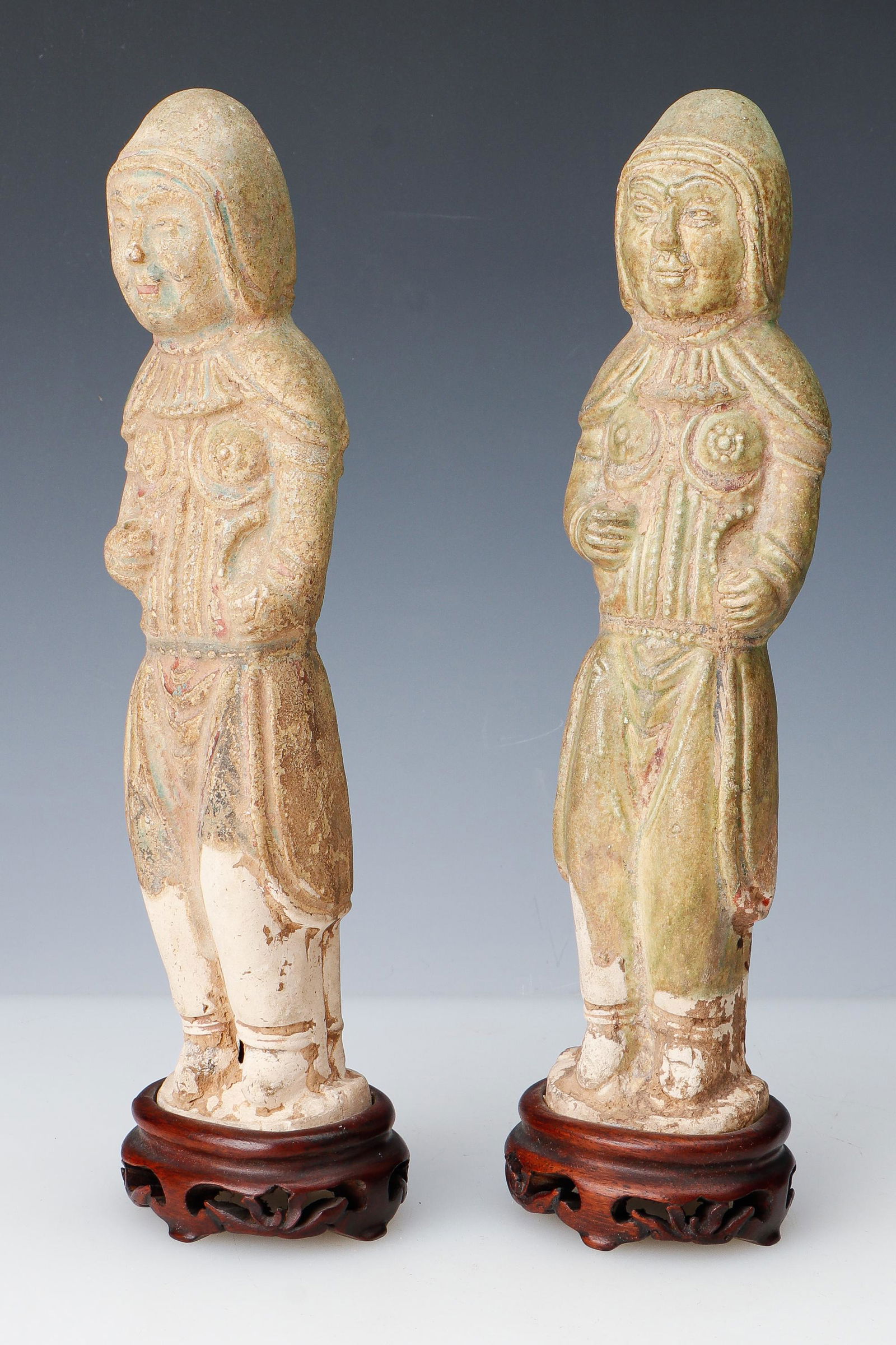 Pair of Chinese Pottery Warrior Figures, Late Sui/Early Tang Dynasty (1 of 5)