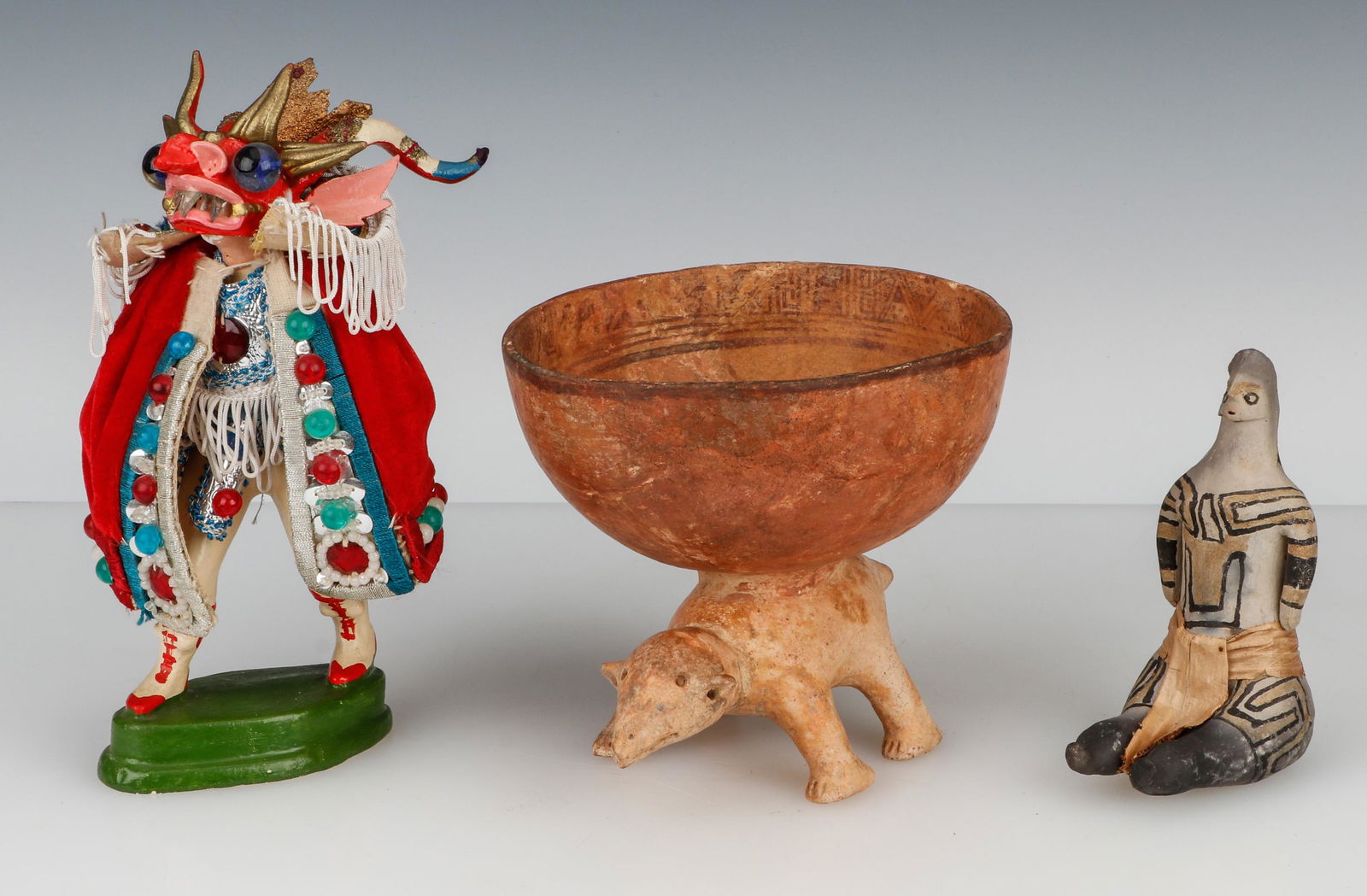 South American Pottery Figure and Bowl (1 of 7)