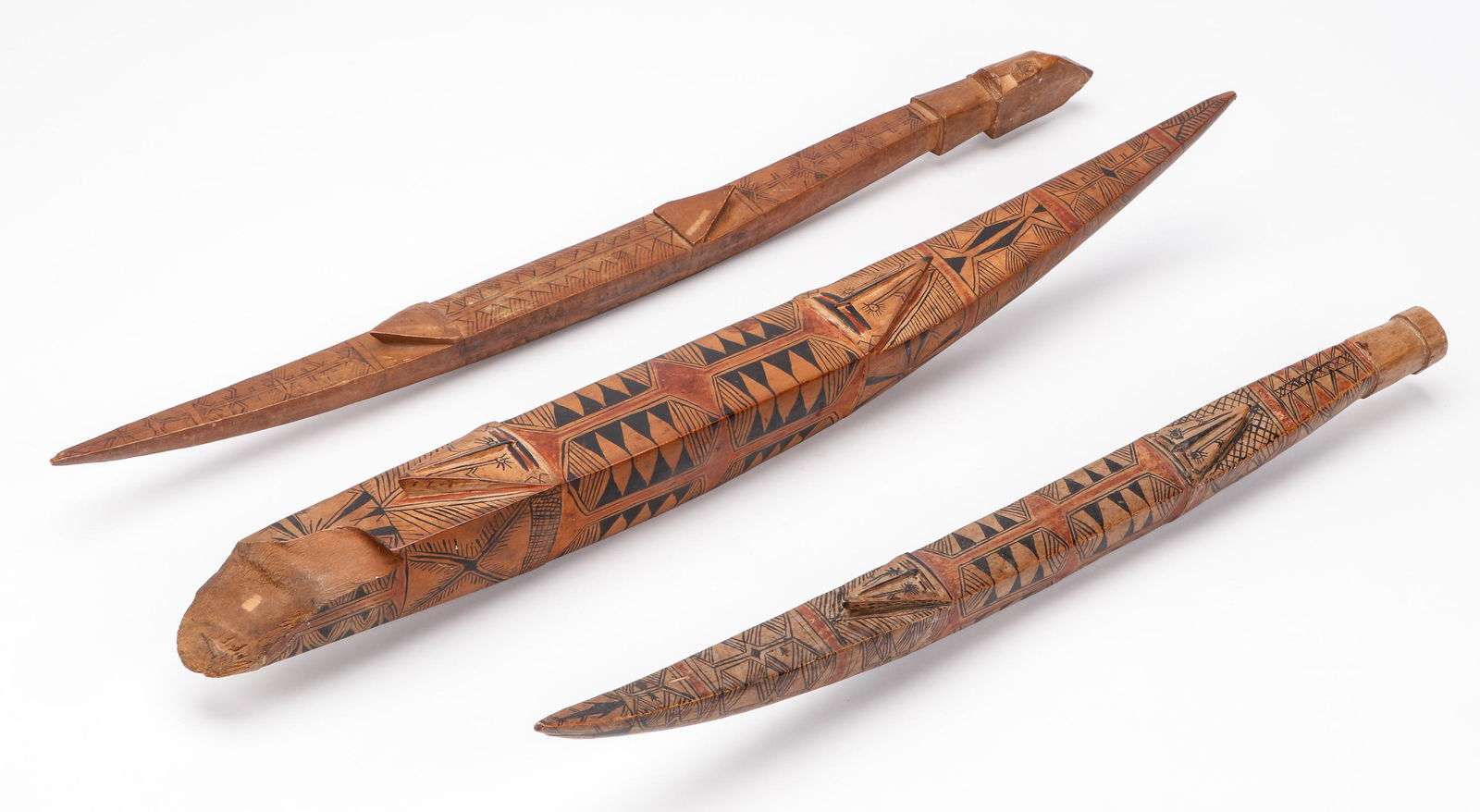 3 Dance Clubs/Wands, Napa, Santa Cruz, Solomon Islands, Early 20th C. (1 of 4)