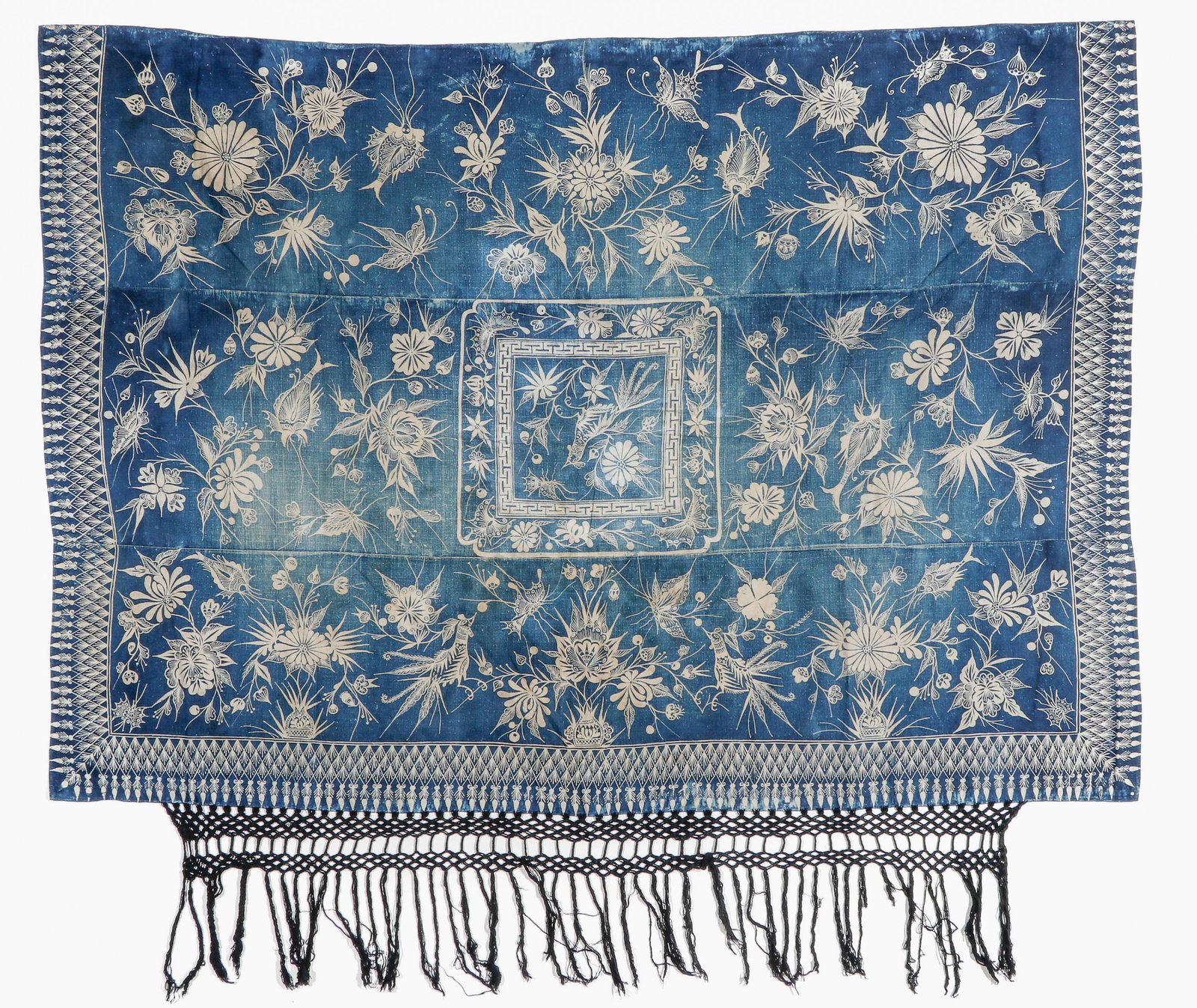 Miao Stencil Resist Cotton Batik Blanket/Bed Cover, China, Early-Mid 20th C. (1 of 4)