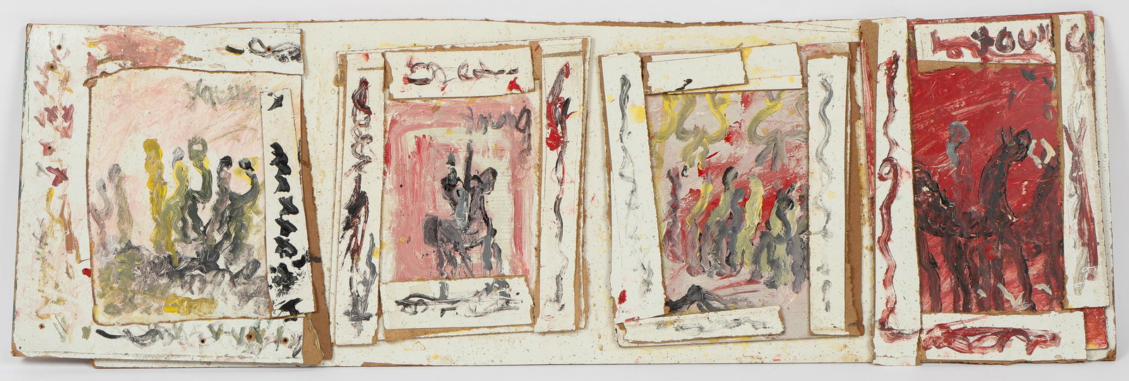 Purvis Young (American, 1943-2010): Purvis Young (American, 1943-2010) Untitled, painting on board, signed. Size: 16.5'' x 51.5'' (42 x 131 cm).
