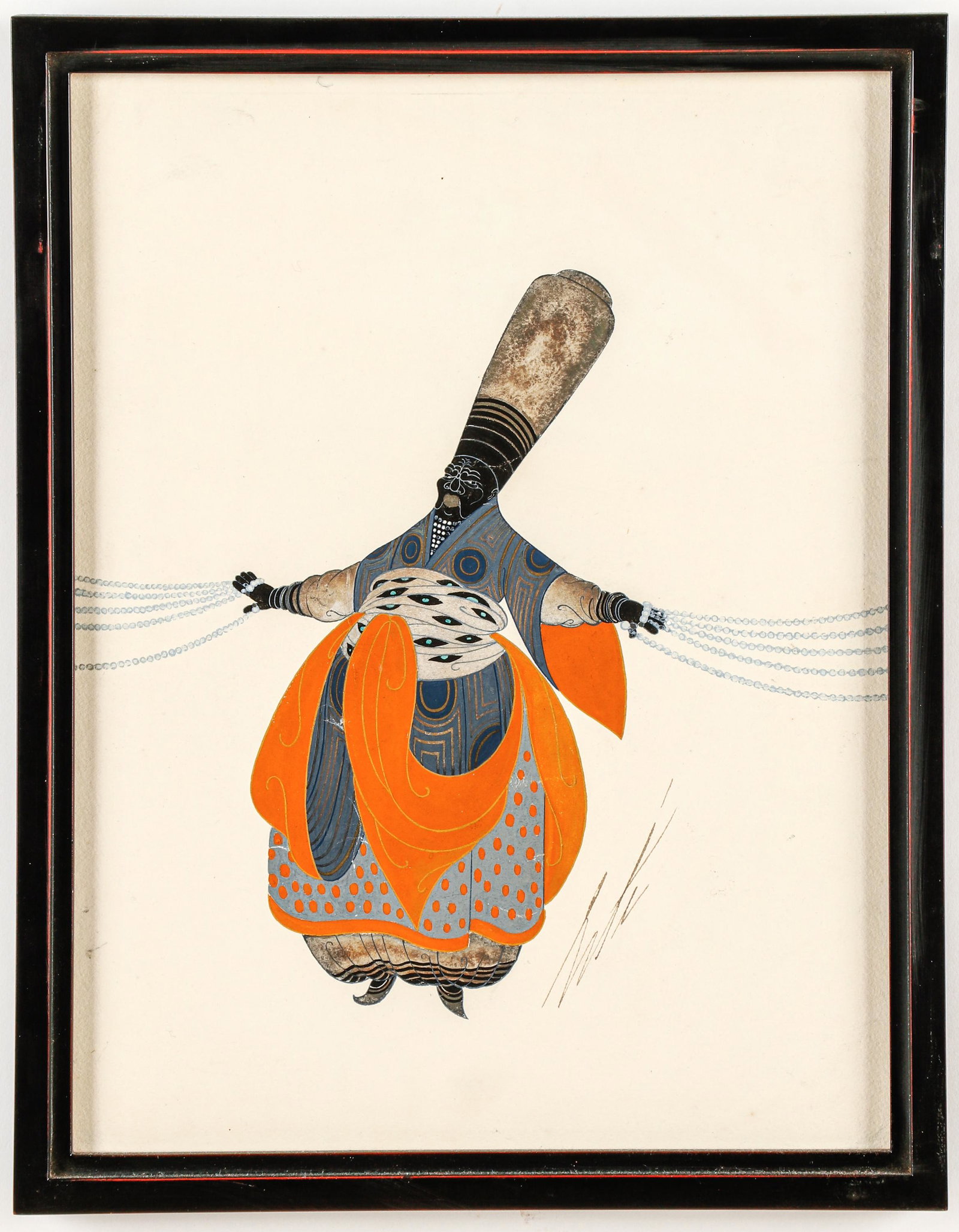 Erte (Russian/French, 1892-1990) Costume Design, Gouache, Signed (1 of 3)