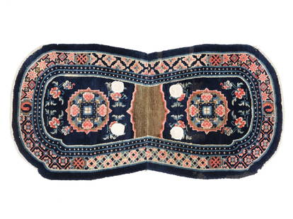 Saddle Cover Rug, Tibet, Late 19th C.: Saddle Cover Rug, Tibet, Late 19th C., 4'1'' x 2'1'' (124 x 64 cm). Weight: 5 lbs. Wool.