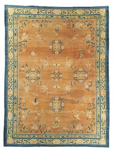 Fine Indo Chinese Mansion Size Rug, Ca. 1900, 13'1'' x 17'6'': Indo Chinese Rug, Ca. 1900, 13'1'' x 17'6'' (399 x 533 cm). Weight: 93 lbs. Material: wool pile, cotton warp, cotton weft.