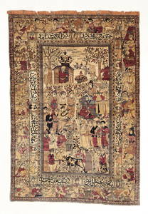 Mohtasham Kashan Pictorial Rug, Persia, 19th C., 4'8'' x 7'0''