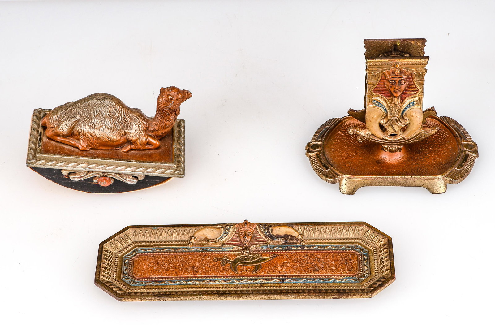 3 Vintage Egyptomania Copper and Brass Desk Set Accessories (1 of 5)