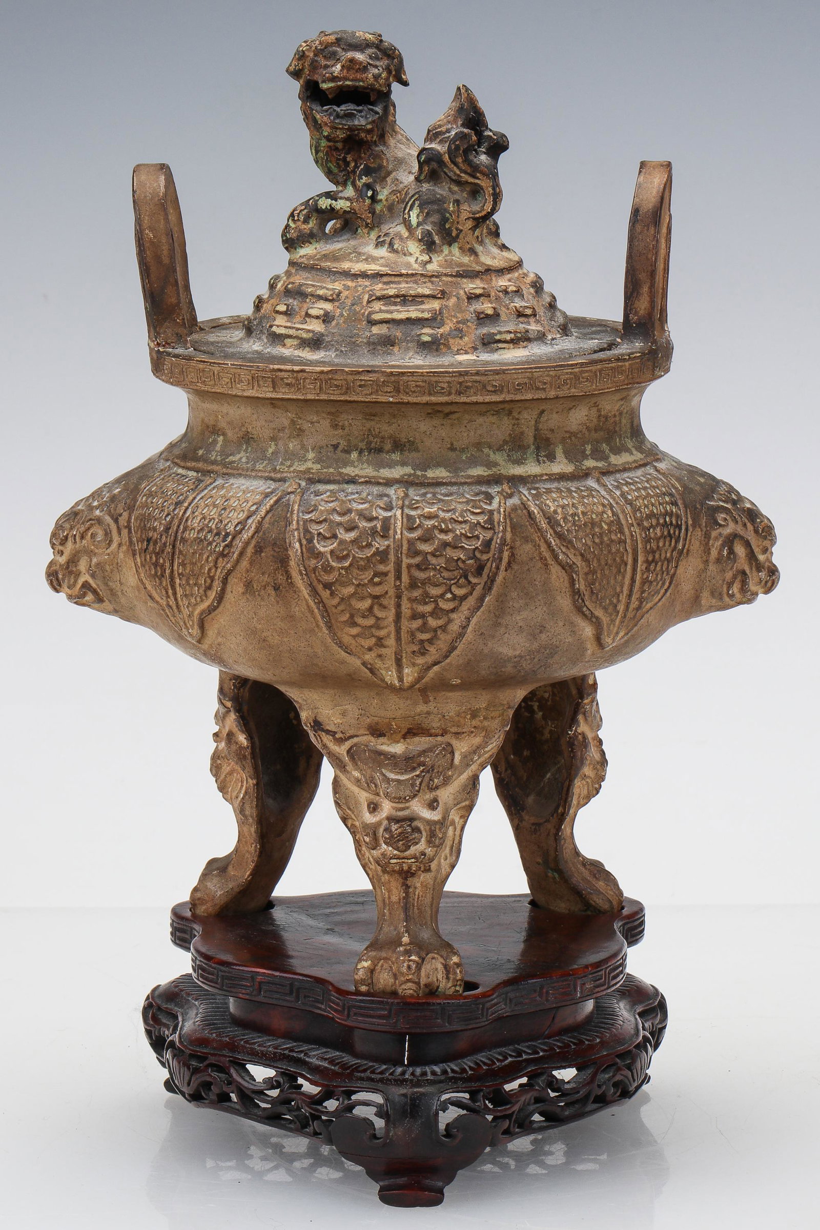 Antique Chinese Ceramic Tripod Censer with Cover (1 of 4)