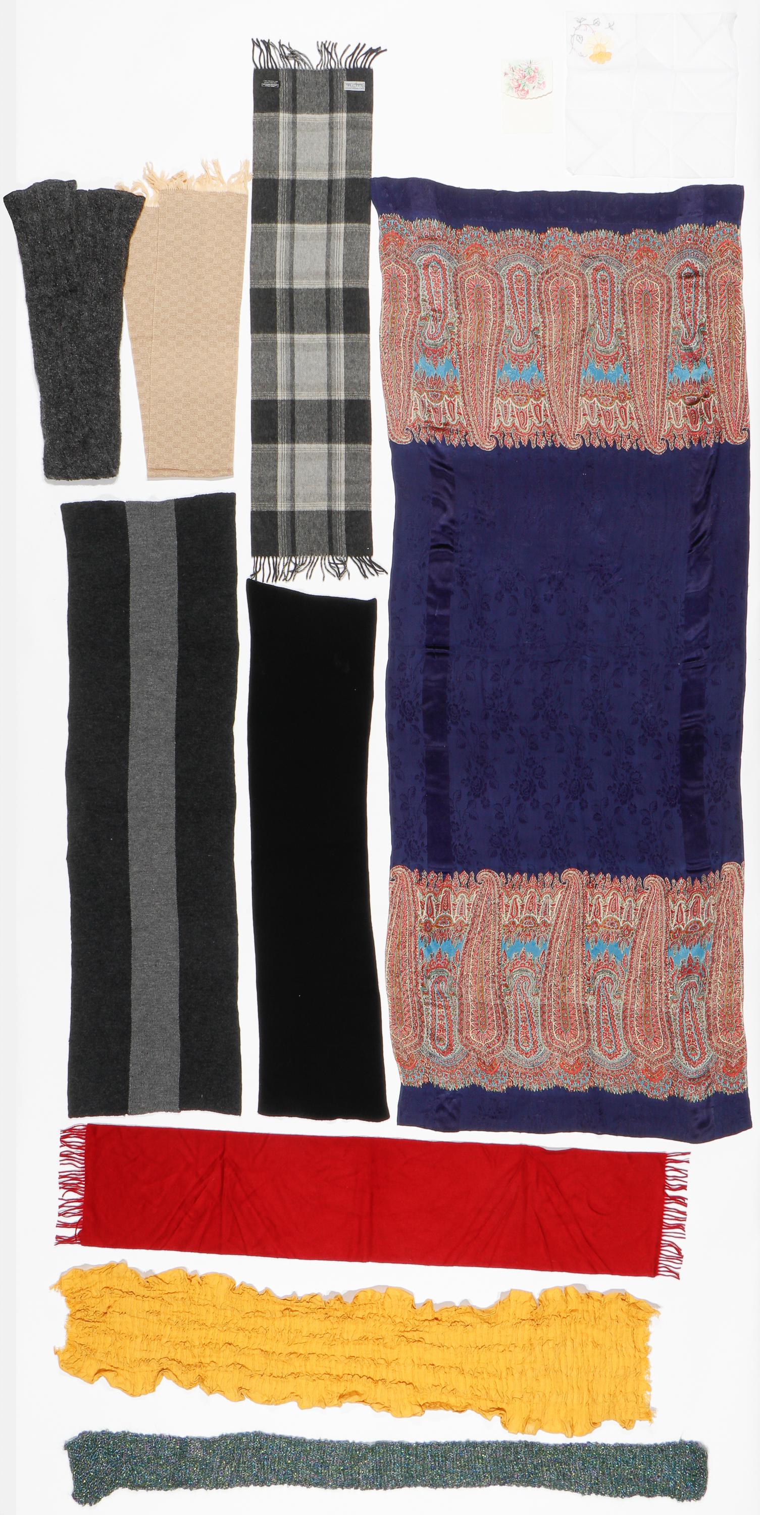 Lot of 8 Vintage Designer Wool Scarves: Lot of 8 Vintage Designer Wool Scarves. Including: Griswold, DKNY, Eilleen Fisher, Strawbridge Clothier, Joan Vass. Ex. Estate Collection Isadore and Nancy Marder, Philadelphia. Size: Ranging from: 15