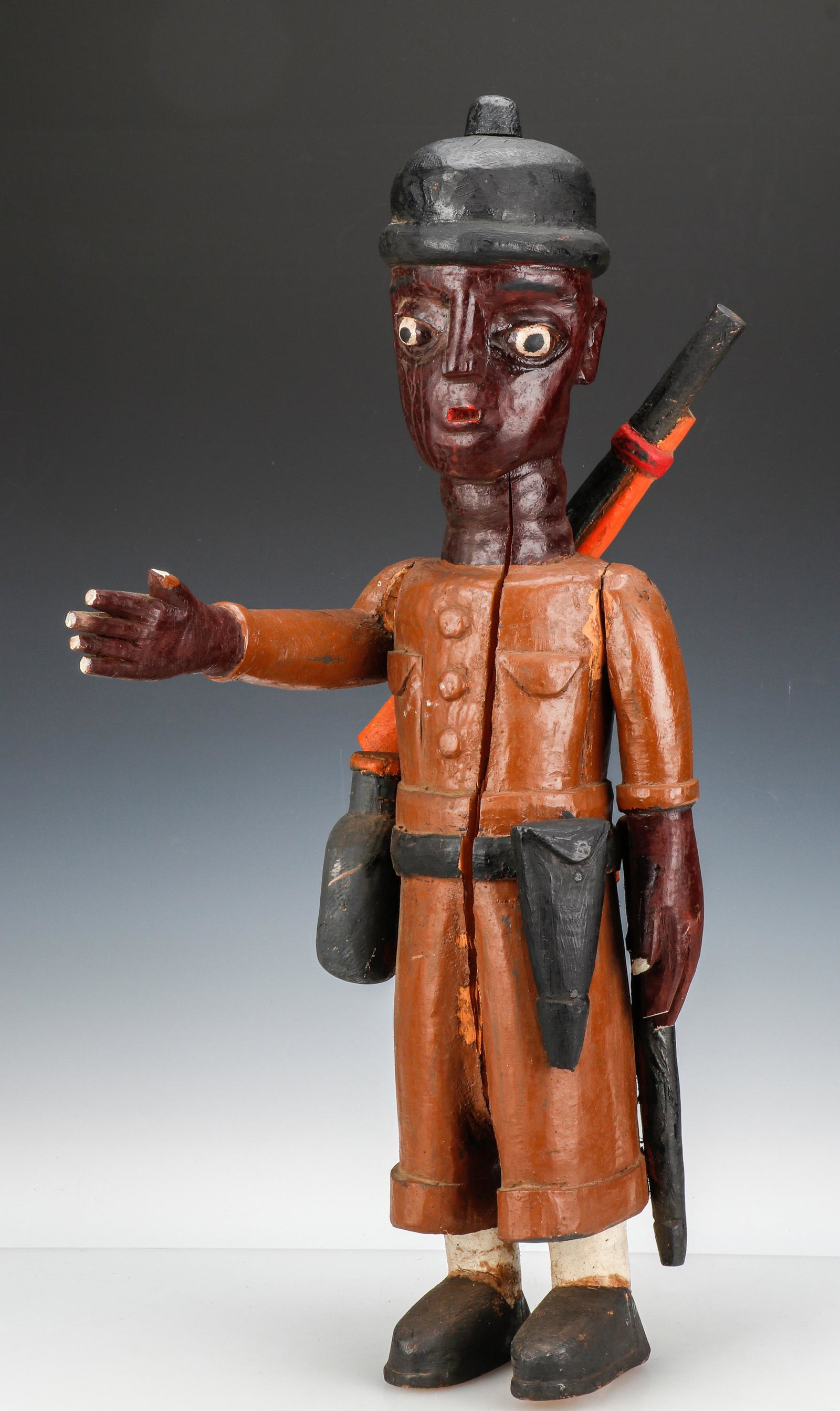 African Ewe Painted Altar Figure of a Soldier, Togo, Ht. 31" (1 of 6)
