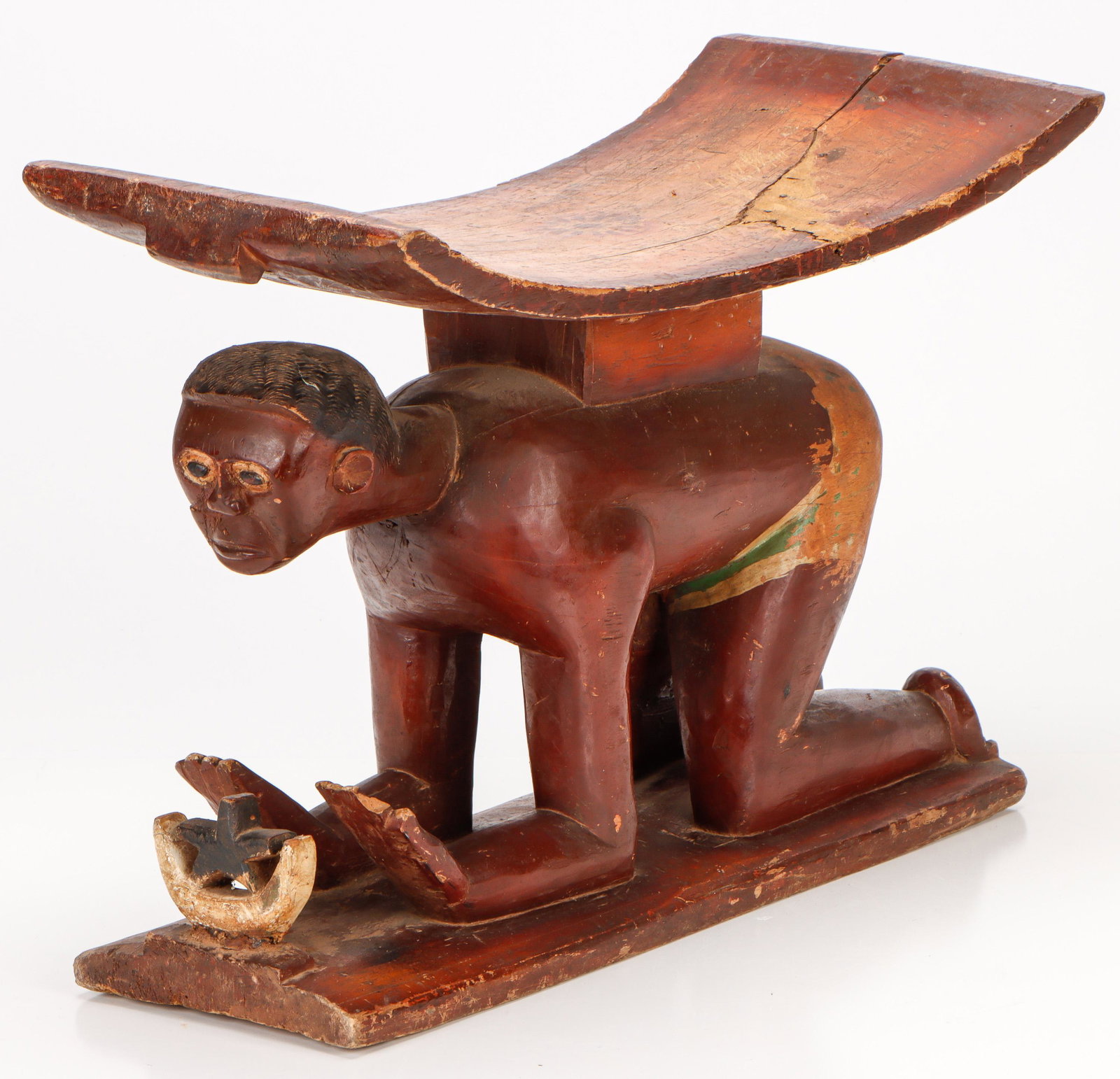 African Akan Ashanti Figural Praying Man Stool, Ivory Coast (1 of 5)