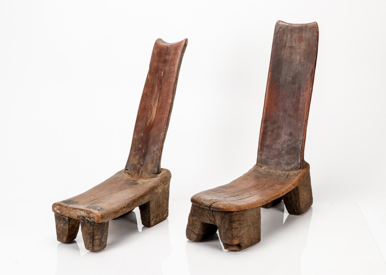 2 African Ethiopian "Recliner" Chairs: 2 African Ethiopian "Recliner" Chairs. Size: Provenance: Craft Caravan, Inc., New York, NY.