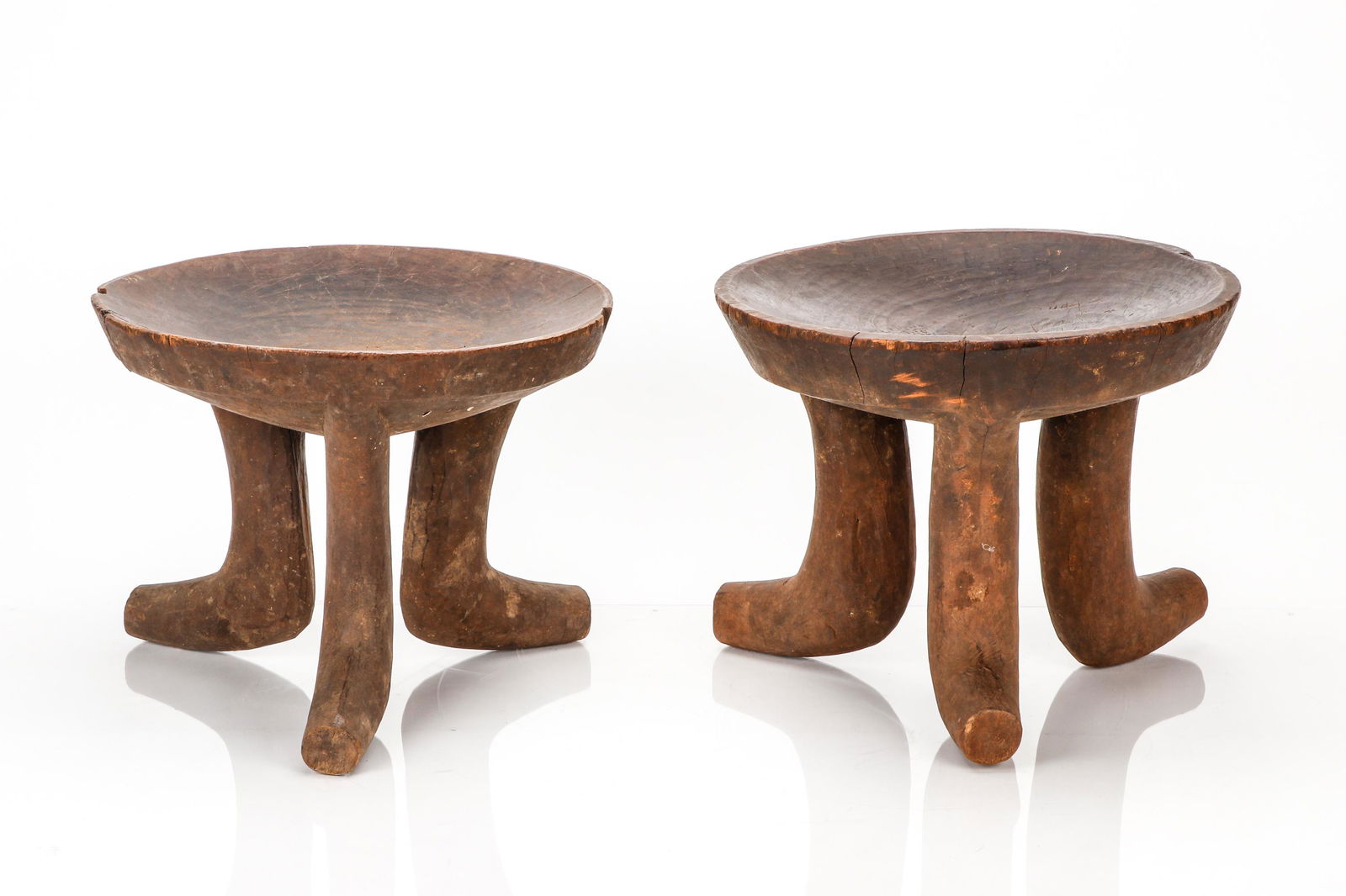 2 African Gurage 3 Legged Stools, Ethiopia (1 of 4)