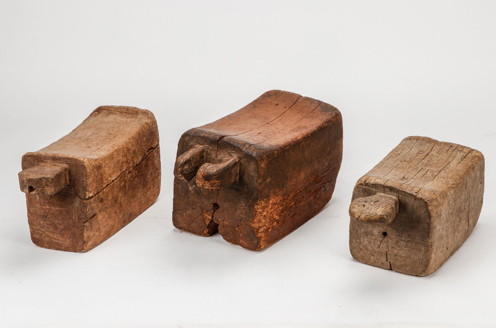 3 African Baule Weathered Stools, Ivory Coast (1 of 3)