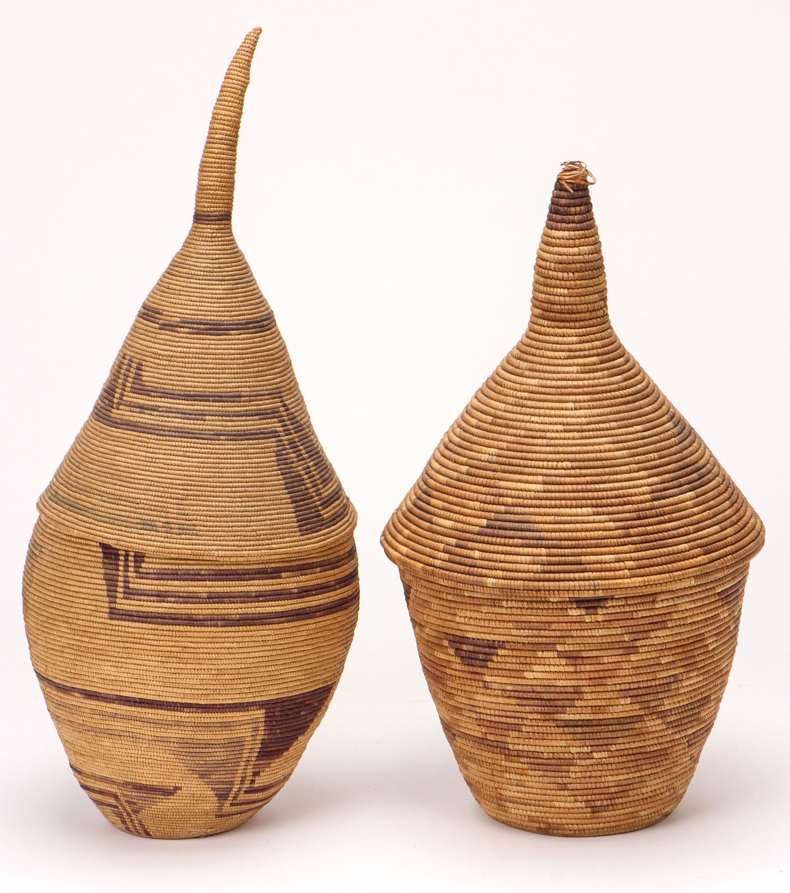2 Large African Tutsi Prestige Baskets, Burundi/ Rwanda, C. Mid 20th C., Ht. 22.5" (1 of 4)