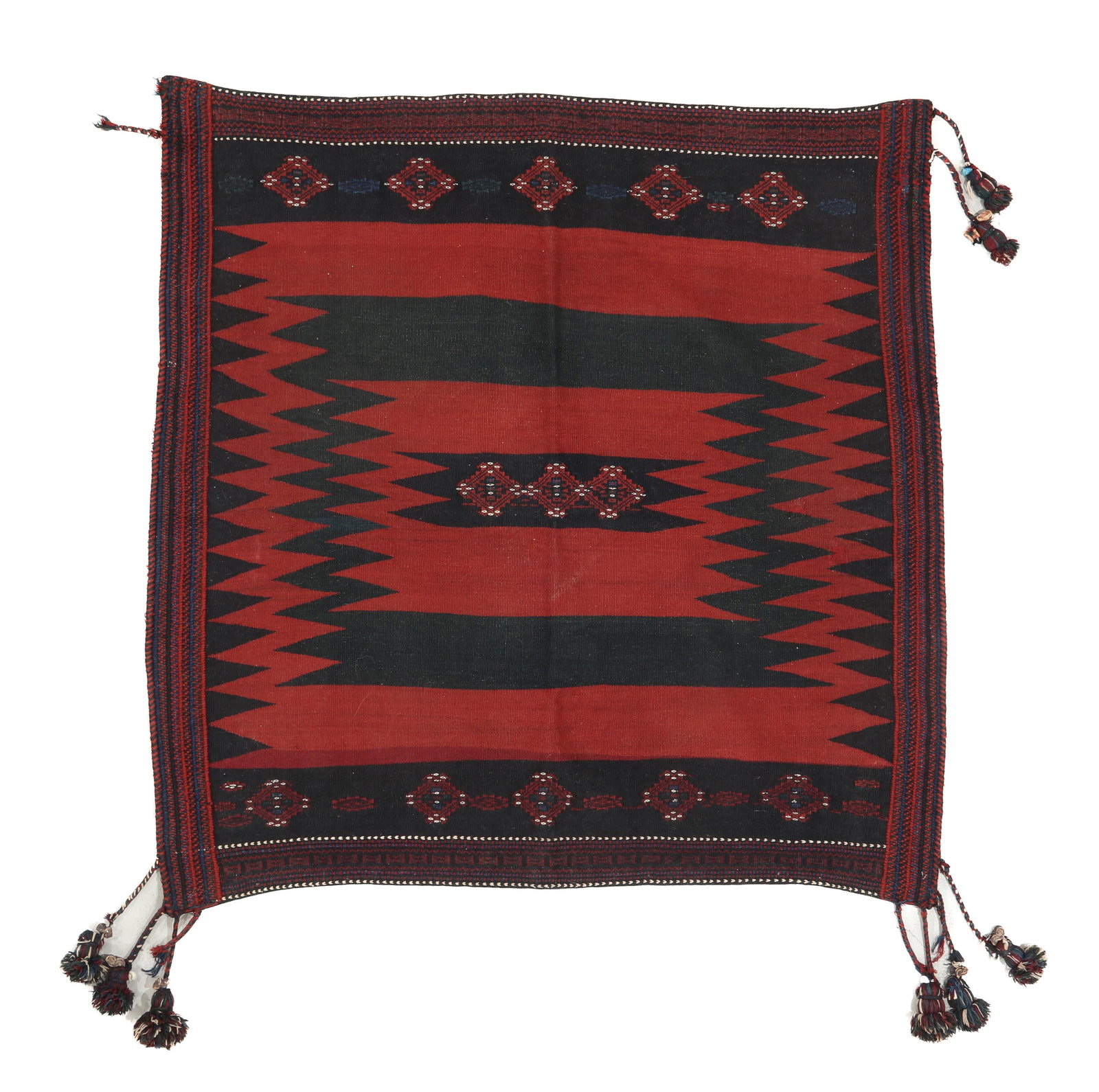 West Persian Afshar Sofreh Kilim, Ca. 1900, 3'11'' x 3'11'' (1 of 4)