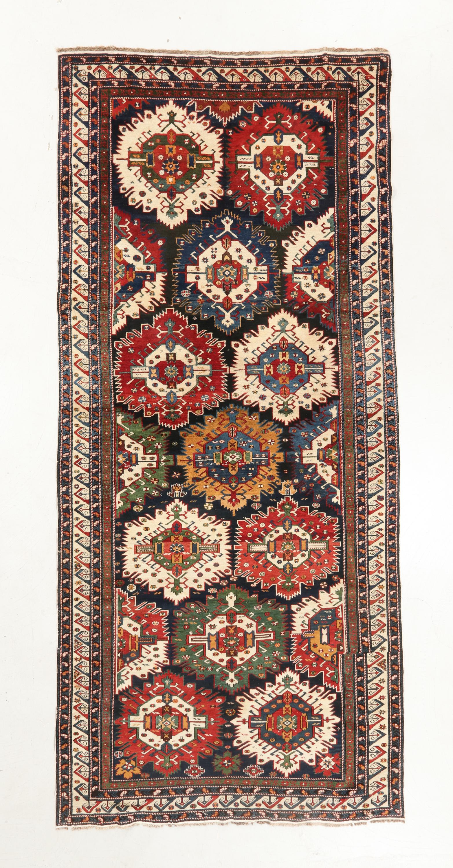 Fine Kuba Zeikhur Rug, Caucasus, Ca. 1880, 4'6'' x 10'2'' (1 of 4)
