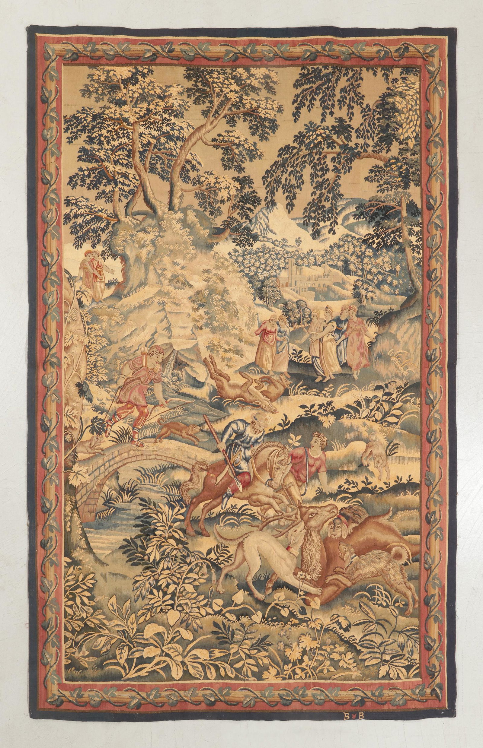 Flemish Pictorial Verdure Tapestry, Wool and Silk, 19th C. (1 of 5)
