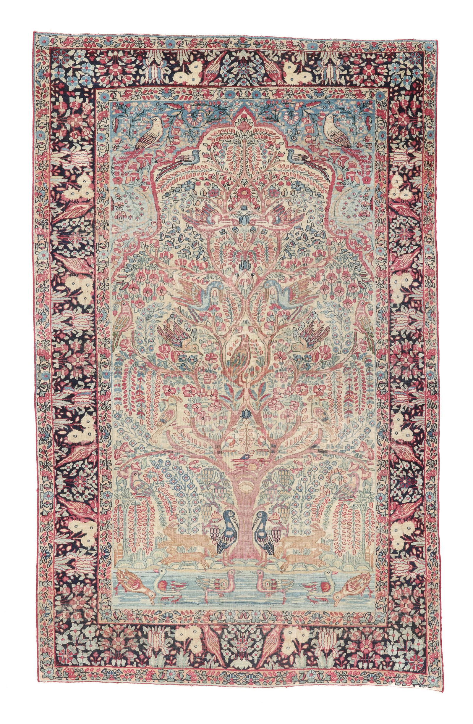Lavar Kerman Pictorial Prayer Rug, Persia, Ca. 1900, 4'6'' x 7'2'' (1 of 4)
