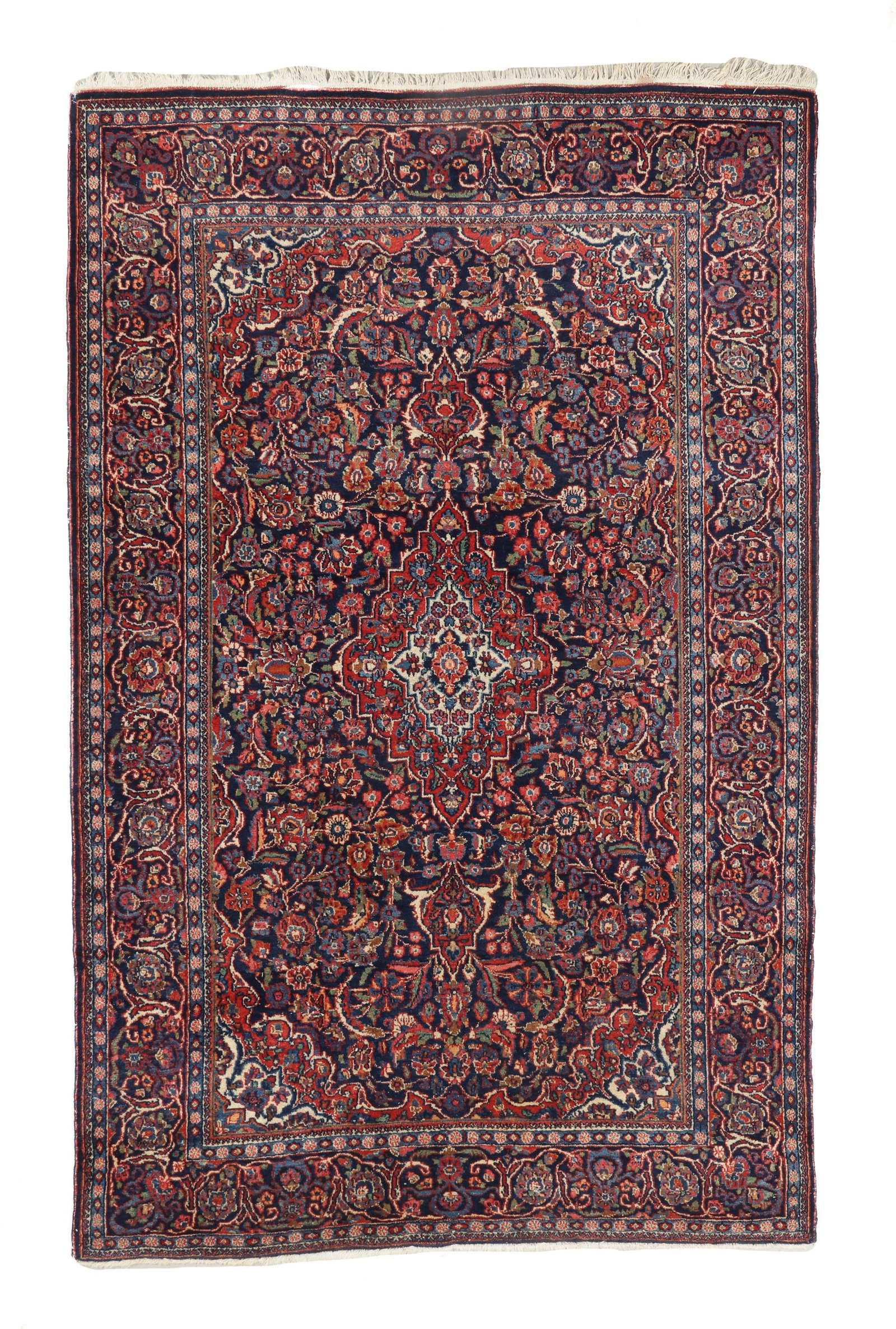 Kashan Rug, Persia, Ca. 1940, 4'2'' x 6'7'': Kashan Rug, Persia, Ca. 1940, 4'2'' x 6'7'' (127 x 201 cm). Weight: 15 lbs. Material: wool pile, cotton warp, cotton weft. Pennsylvania estate.