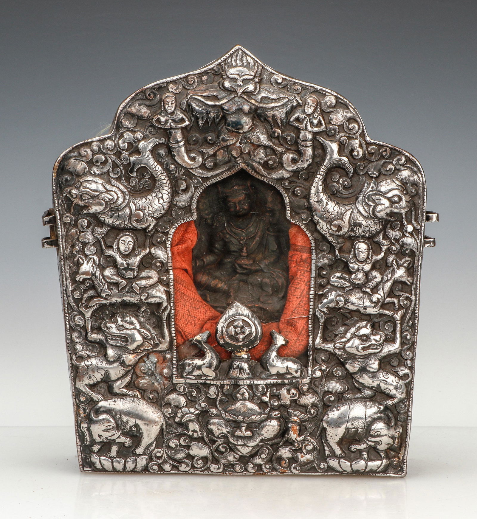 Large Tibetan Silver Gau Traveling Shrine Box (1 of 6)