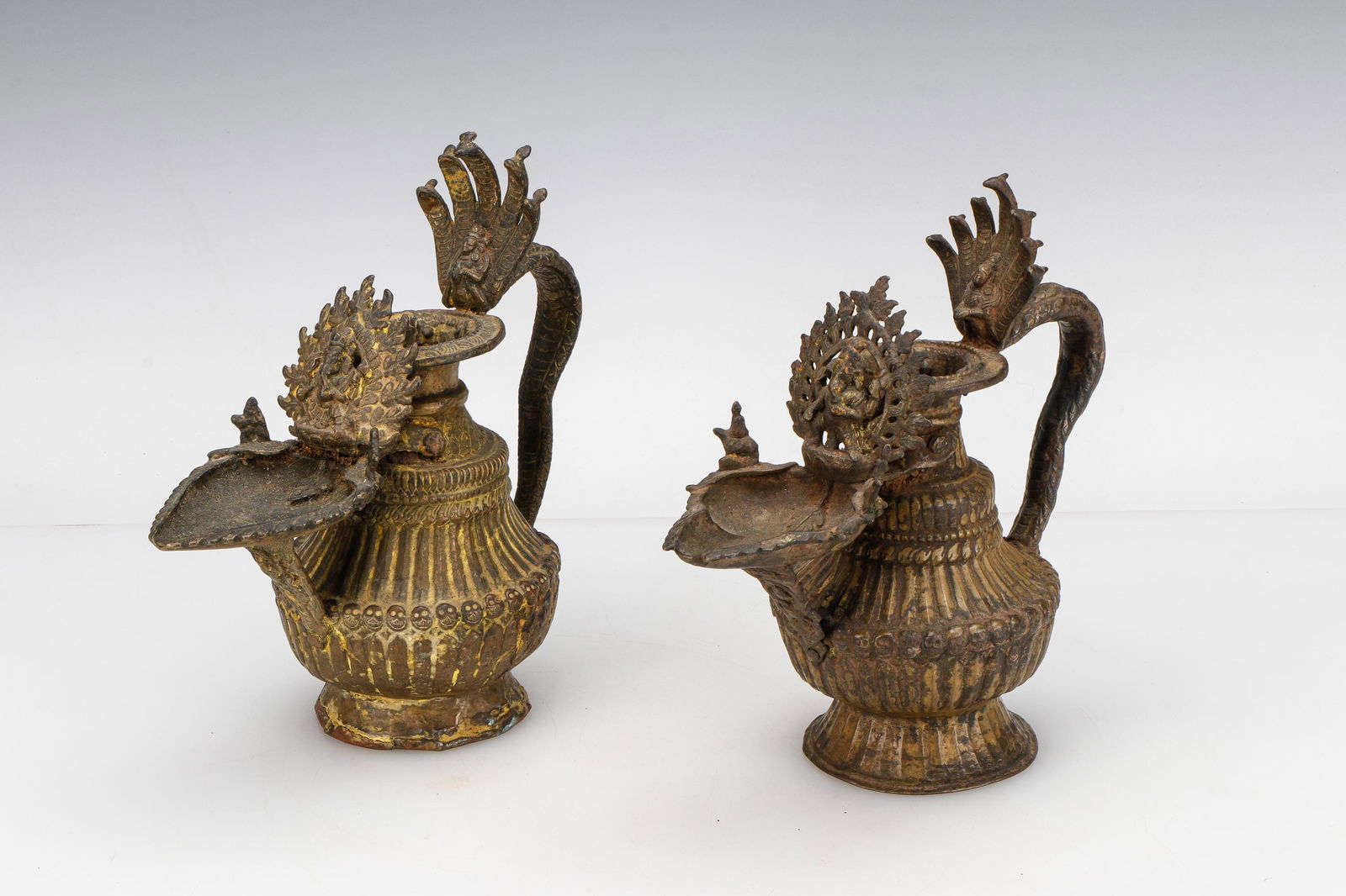 Two Large Bronze Newar Sukunda Altar Oil Lamps, Nepal (1 of 6)