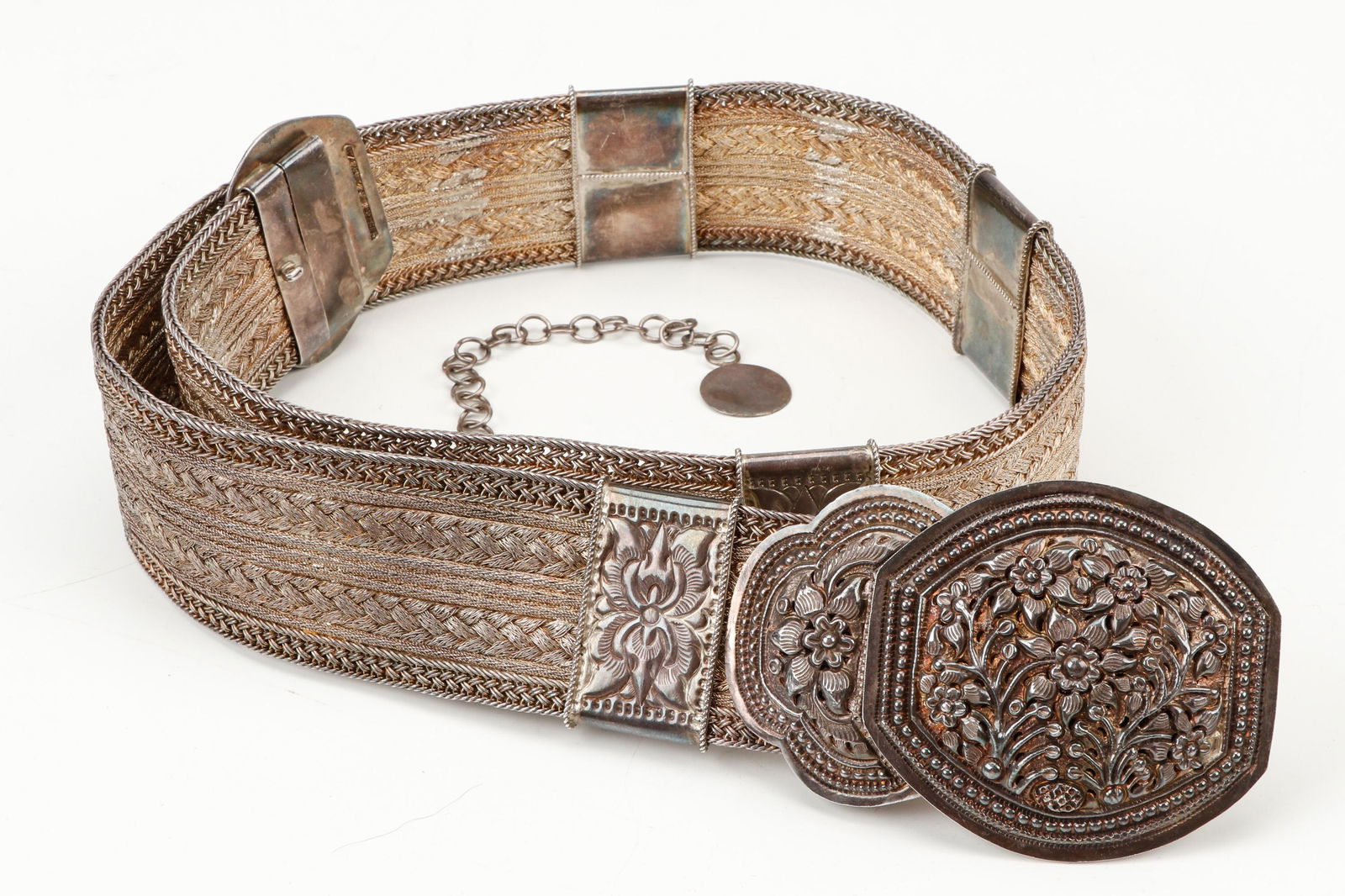 Very Heavy Thai Silver Belt with 3-Part Buckle (1 of 5)