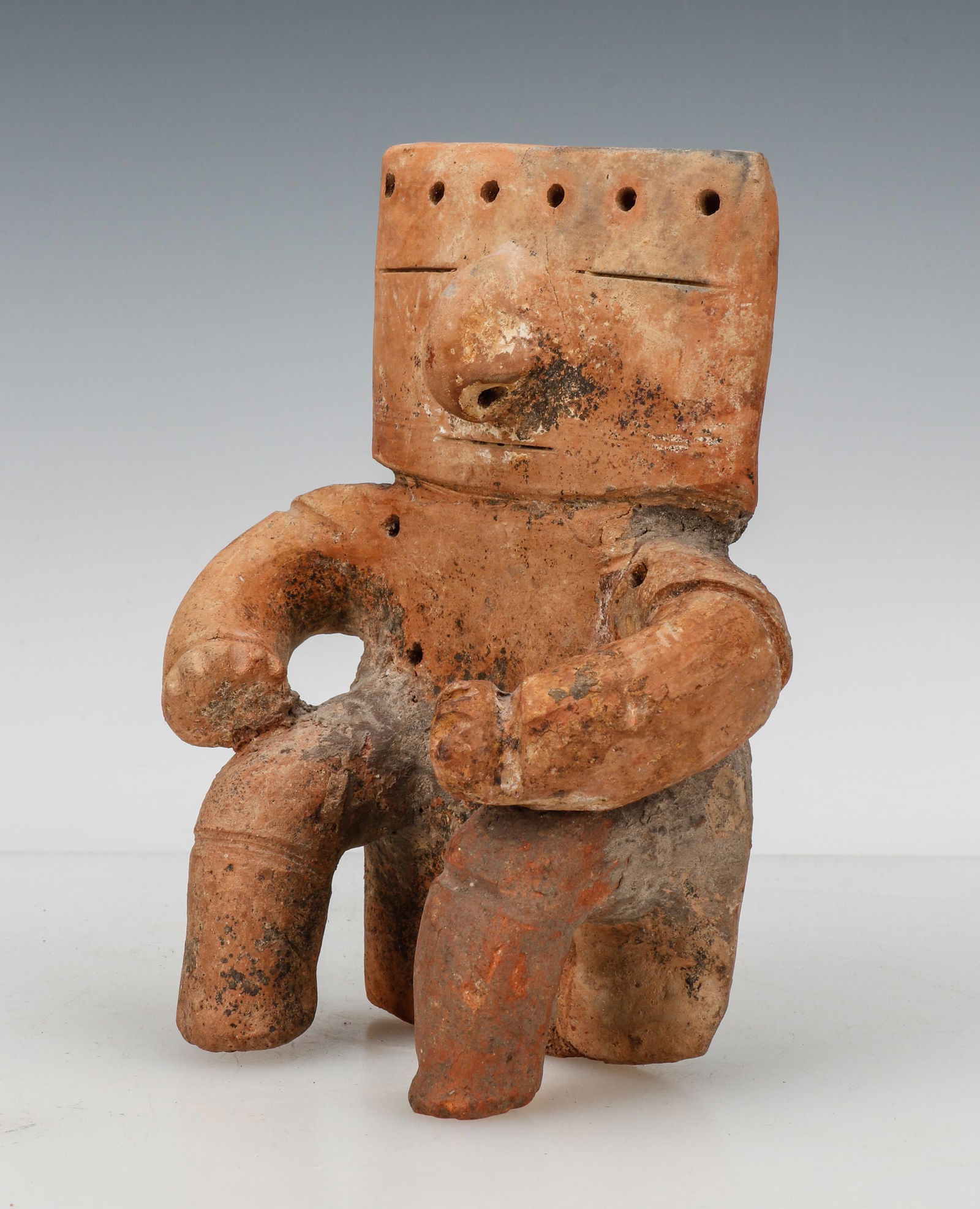 Pre-Columbian Quimbaya Pottery Seated Slab Figure (1 of 7)