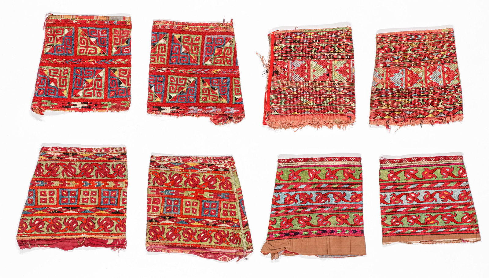 4 Pairs of Turkman Embroidered Cuffs, Afghanistan, Early 20th C. (1 of 2)
